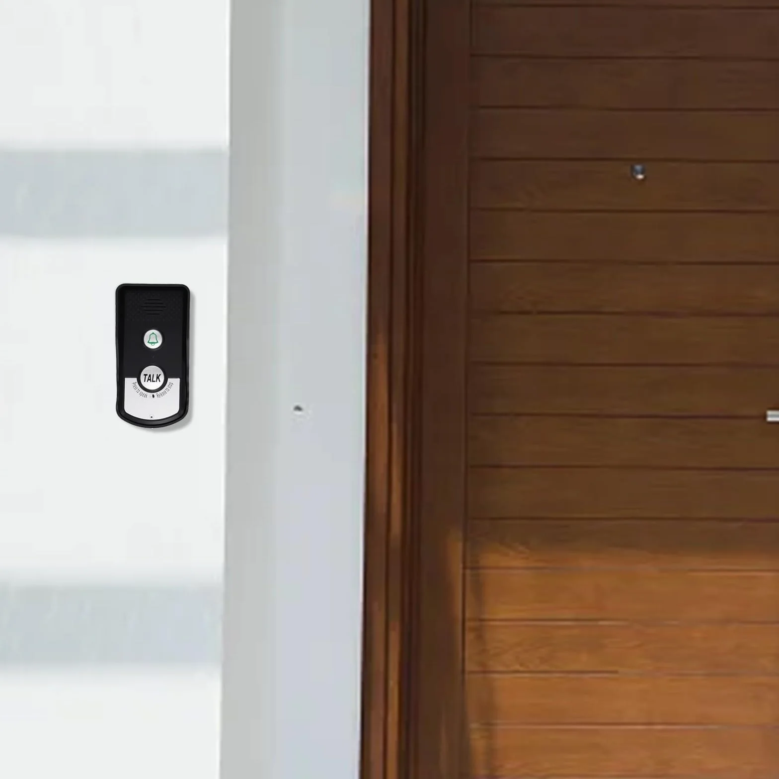 Timbre inalámbrico de largo alcance con audio bidireccional y transmisión de 1000 m, batería recargable integrada de 2000 mAh, unidad exterior impermeable, fuerte penetración (negro)