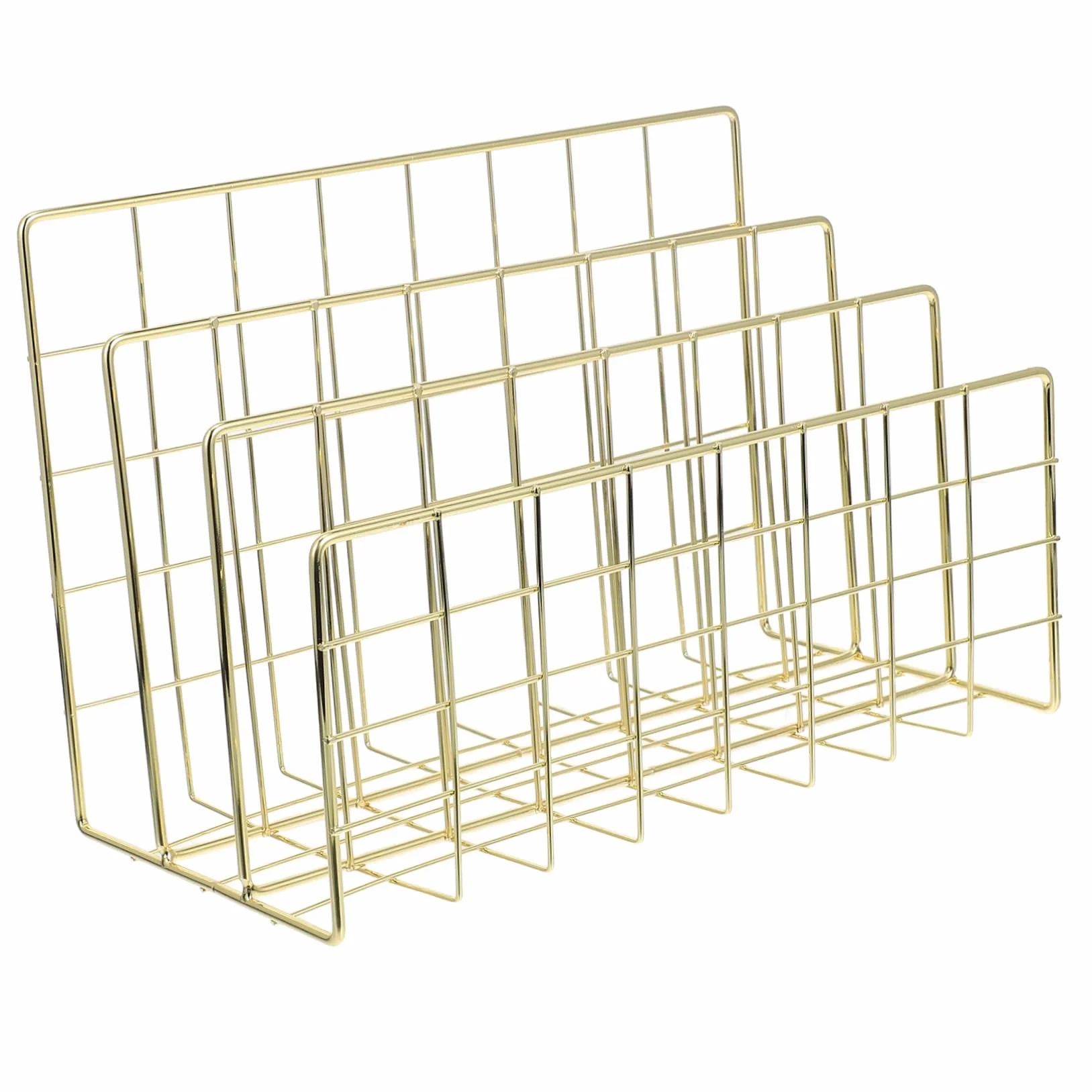 Organizador de Escritorio Metálico Dorado para Archivos y Correo con Compartimentos