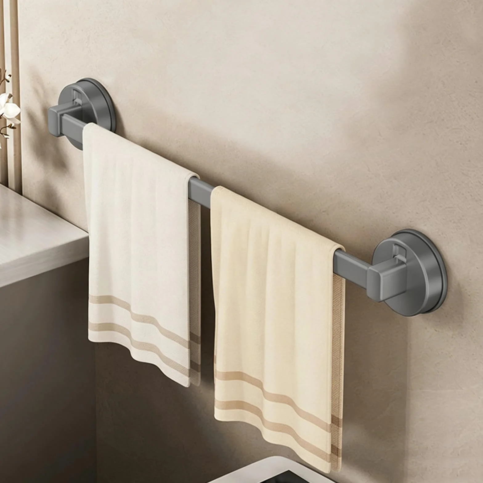 Toallero Ventosa, Toalleros de Baño Sin Taladro, Colgador Toalla Baño, Toallero Ducha, Toallero de Mano Extraíble y Resistente para Baño, Puerta, Ducha y Accesorios de Cocina