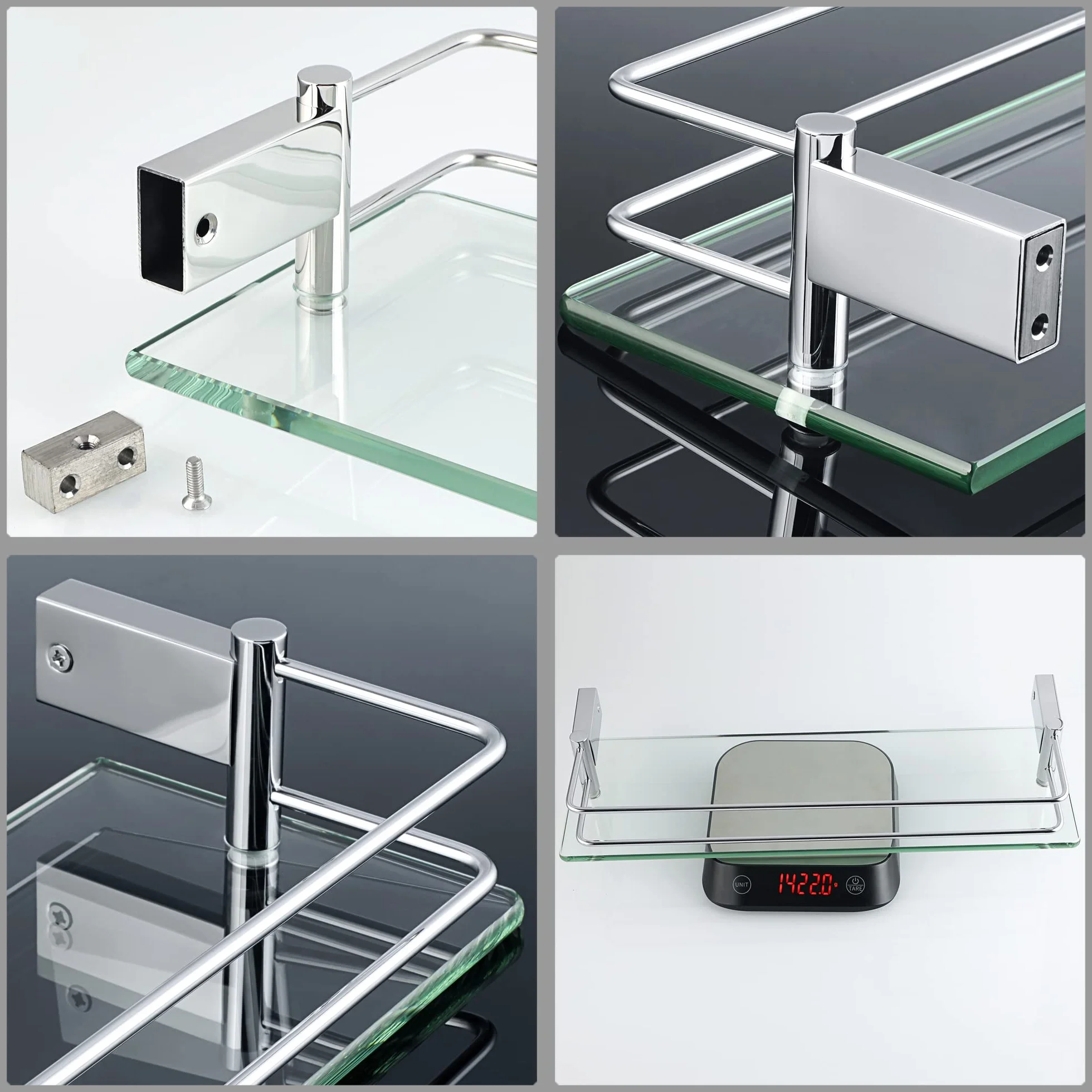 SAYAYO Estanteria Baño Cristal 400mm x 130mm x 66mm Acero Inoxidable