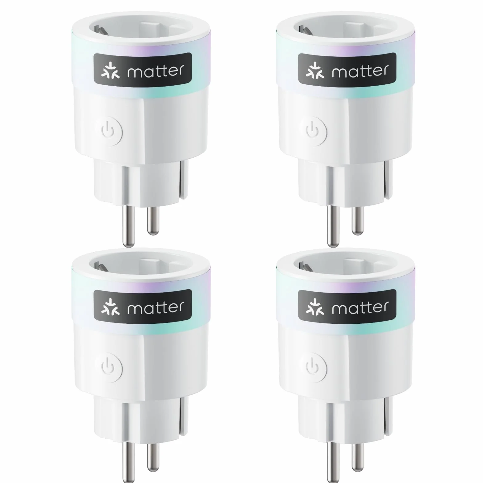 SwitchBot Matter Plug Mini paquete de 4 con monitor de energía, control por Wi-Fi y Bluetooth, compatible con Alexa, Google Home, Apple Home y HomeAssistant, control por voz y acceso app, 16A Type F