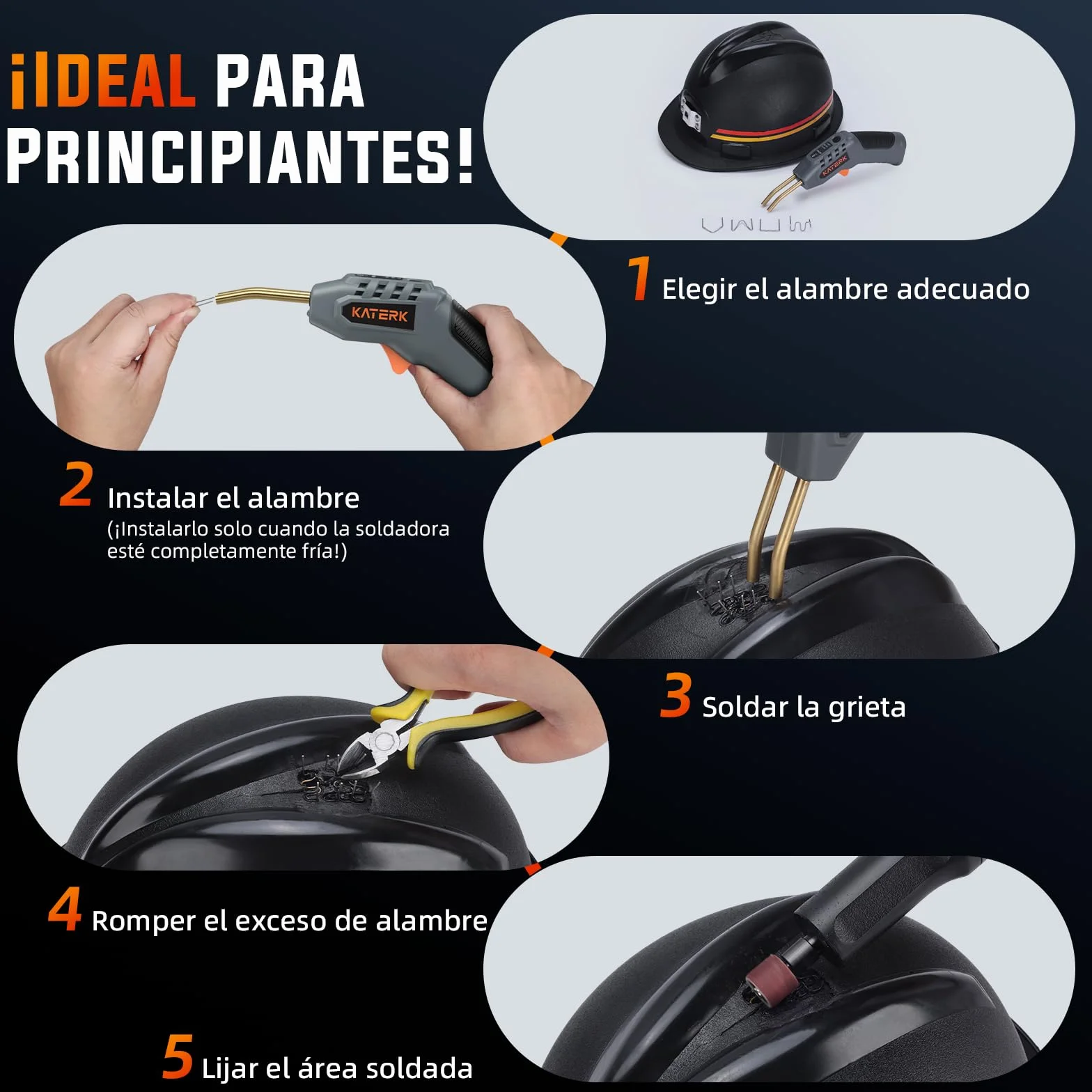Katerk Soldador de Plástico 2 en 1 Kit,Soldador Laser Portatil con 400pcs Grapas,Varillas, Herramientas de Suavización,Pistola Soldar Plastico para Réparer les Pare-Chocs de Voiture et d'Autres Pièces