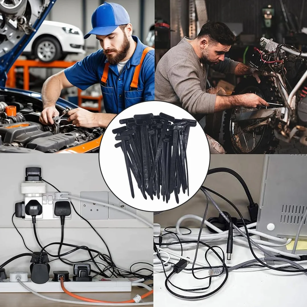 50 Piezas Bridas Plastico, Bridas, Hebillas para Bridas, Nailon-Bridas, Plástico-Bridas, Universales, Autobloqueantes, Resistentes, Para Reparaciones Automáticas, Uso Cotidiano