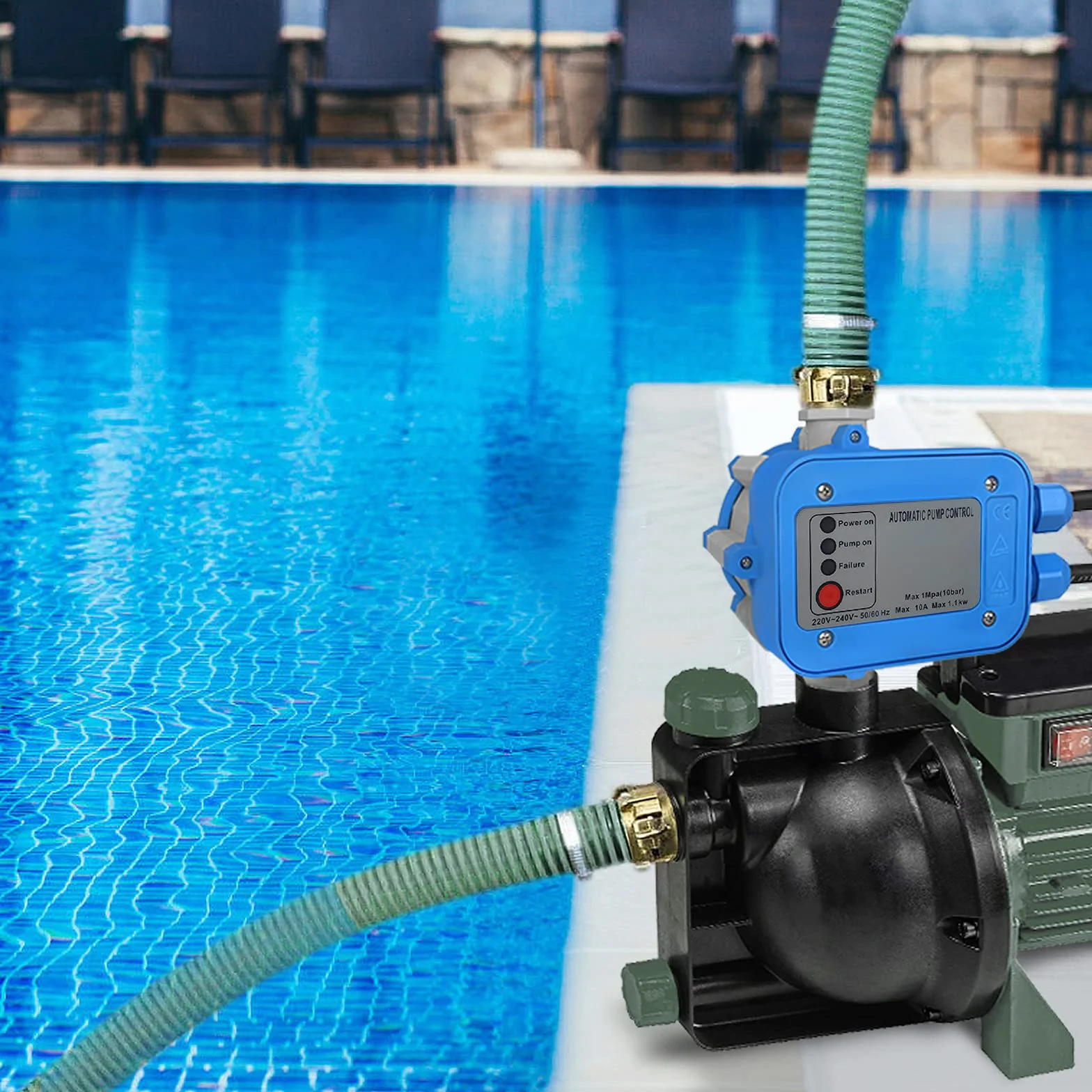 NAIZY Bomba de Presion de Agua 10 bar Prescontrol Automático Unidad de Control Presión Constante