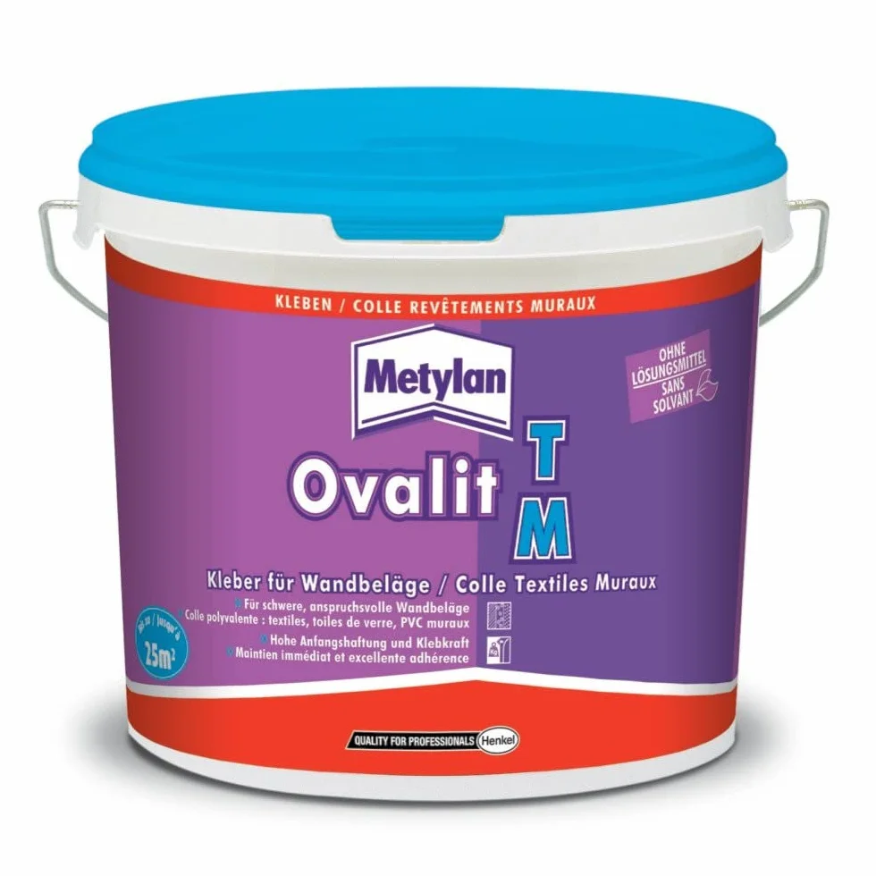 METYLAN Ovalit TM - Adhesivo para revestimientos de paredes, listo para usar, para textiles de pared y lienzos de vidrio, cubo de 5 kg