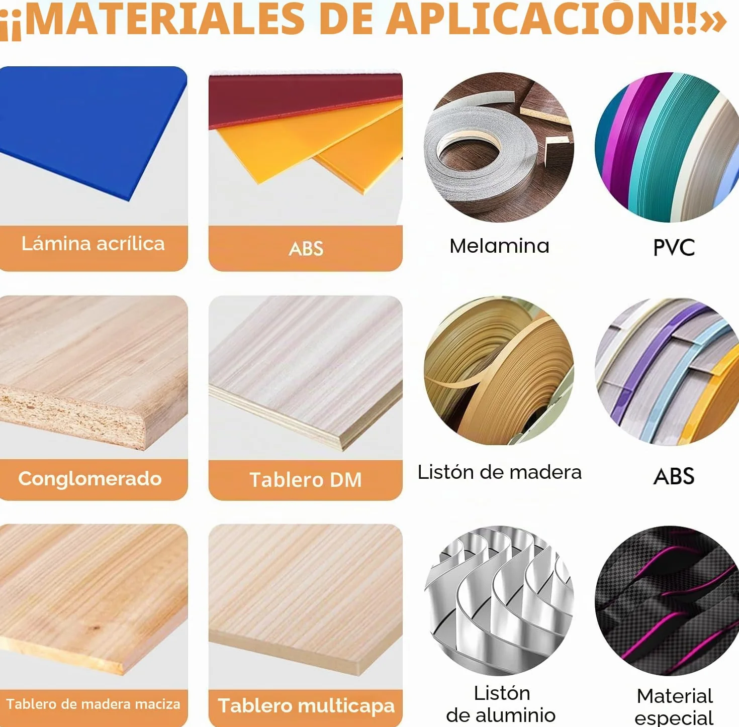 Encoladora de Cantos Portátil 2-6m/min Ancho 10-60mm Espesor 0.3-3mm para Madera Contrachapada PVC ABS