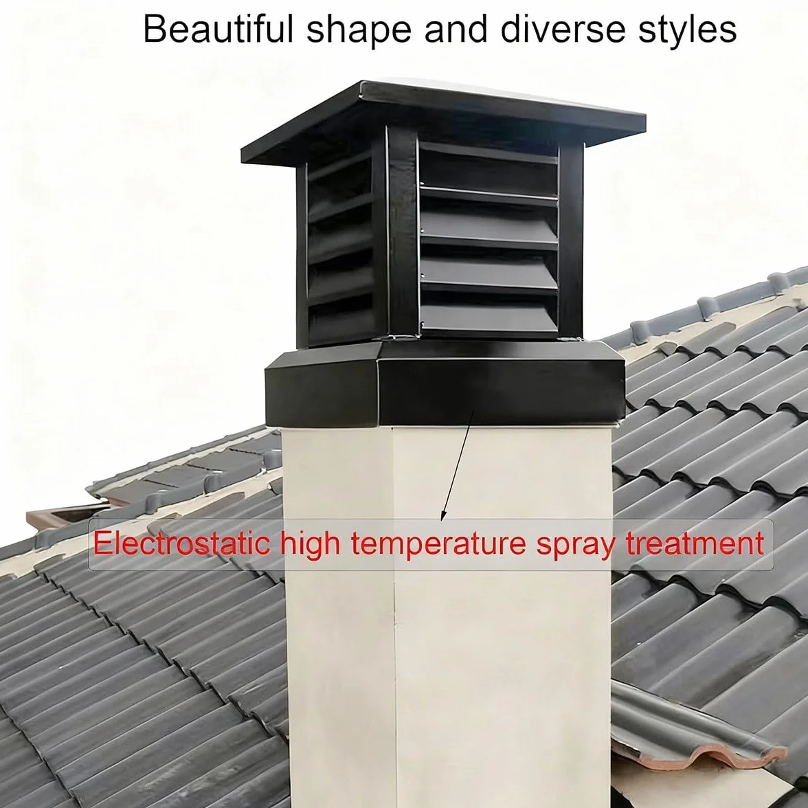 Villa Sombrero De Chimenea De Aleación, Tapa De Chimenea Para Techo Cuadrado, Cubierta De Chimeneas Para Techo Exterior, Aumenta La Eficiencia(400 * 400mm/15.7 * 15.7in)