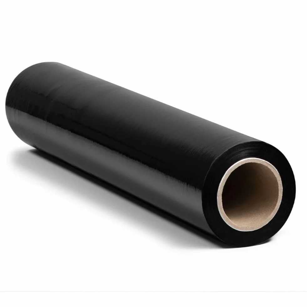 RAGO® Film Negro para Embalar 130m I Rollos de Plastico 0,85kg I Film para Embalar I 7,5 x 7,5 x 40 cm I Papel film I Rollos de Plastico para Embalar I Plastico Embalaje +dispensador