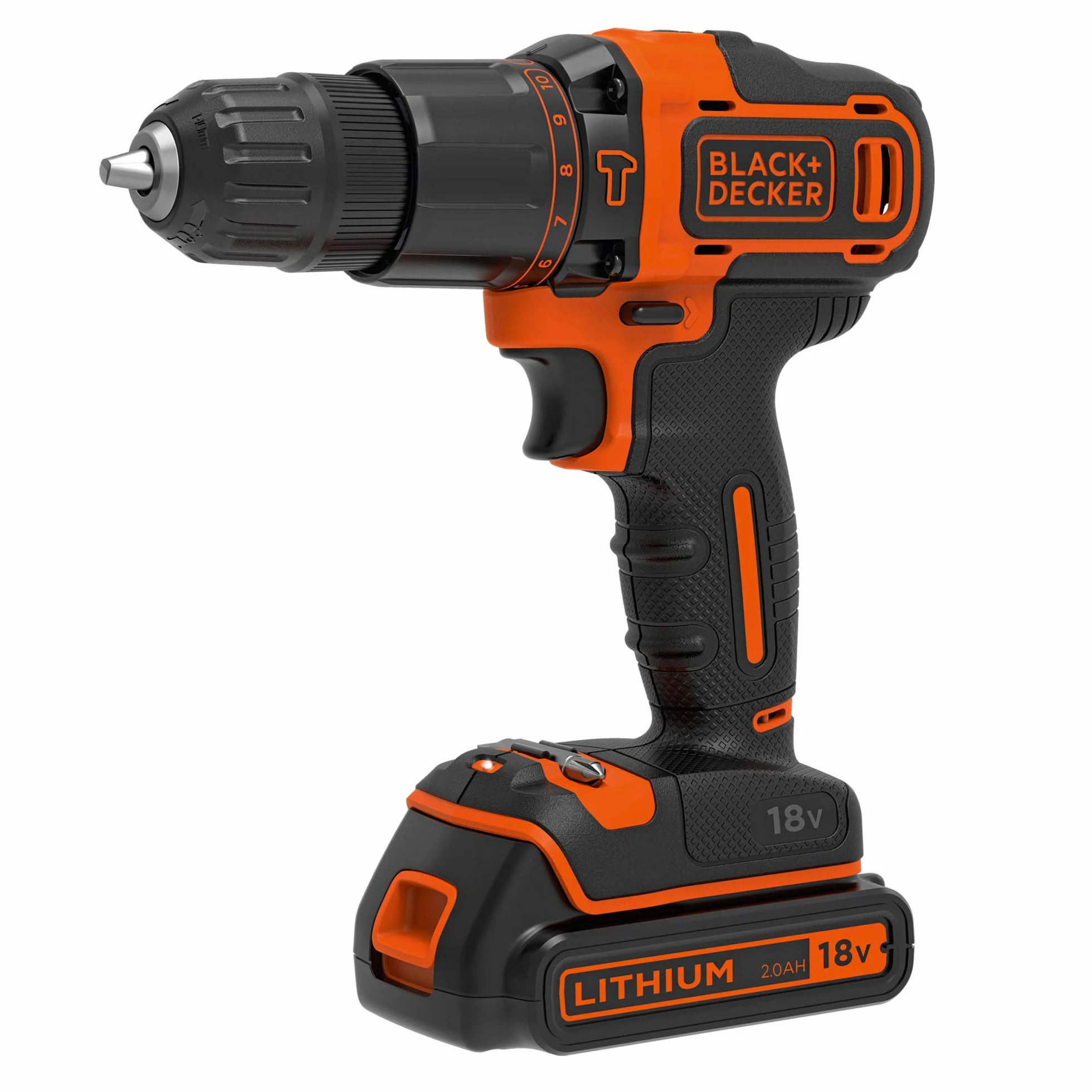BLACK+DECKER COMBO KIT: Taladro Percutor 18V 10mm 40Nm + Mini-Amoladora 18V 125mm, Incluye: 2 baterías de Litio 2Ah, cargador, bolsa transporte, BCK24D2S-QW