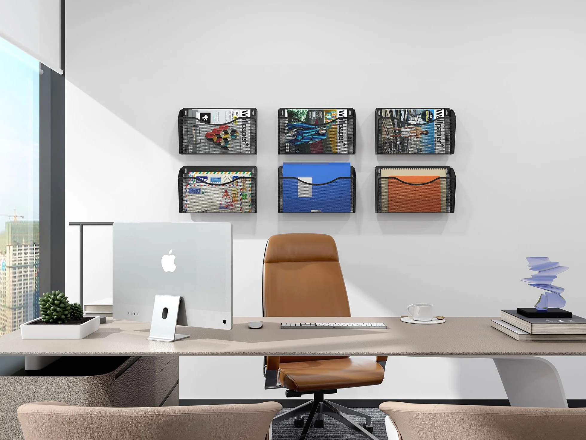 EasyPAG Soporte Documentos Metal A4 Bolsillo Horizontal Archivador de Pared Negro