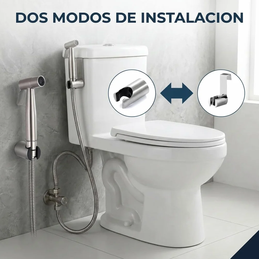 Ducha bidet para WC con sistema de montaje fácil e incluye todo lo necesario