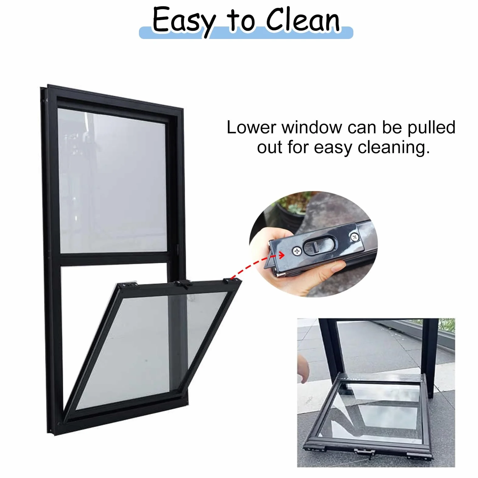Ventanas Aluminio Ventanas de Reemplazo para Sótanos, Ventanas de Metal Ventilables para Cobertizos, Ventanas Corredizas para Cafeterías Escolares o de Comida Rápida, Ventanas Insonorizadas(Gray,70x90