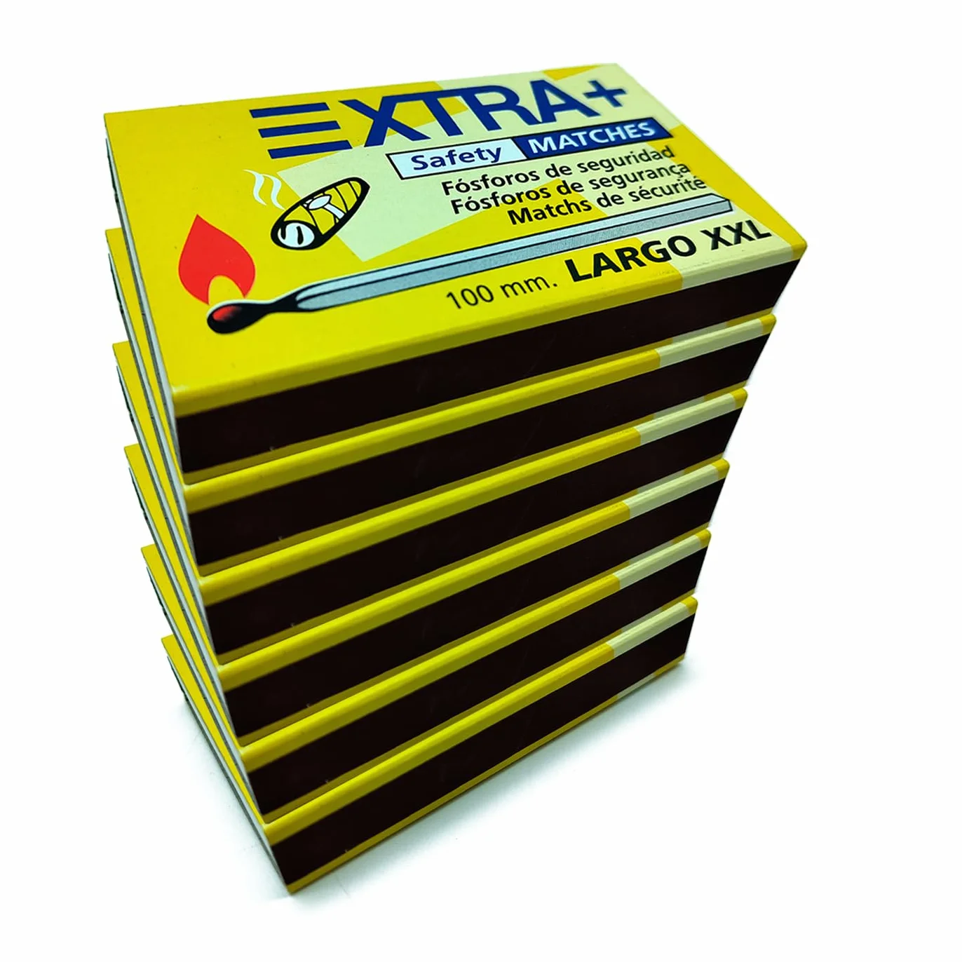 Pack de 6 Cajas de Cerillas Super Largo XXL, 300 Cerillas Totales, Fósforos de Seguridad para Cocinas, Barbacoas, Chimeneas, Estufas (10 cm)