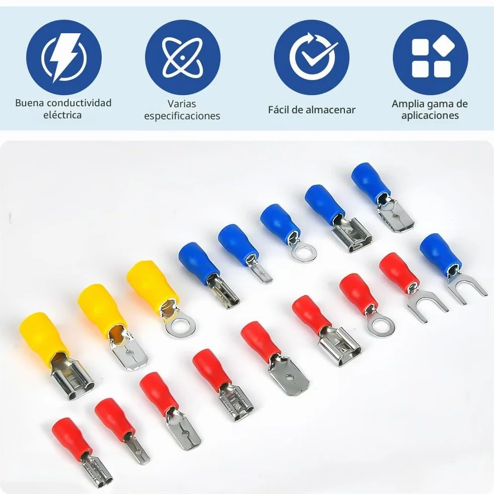 Flintronic 350 piezas Juego de Terminales Eléctricos,【0.5-6mm²】Terminales Eléctricos Aislada Macho/Hembra, Conector Cables Electricos con caja de surtido, para Industria electricistas Sistema…