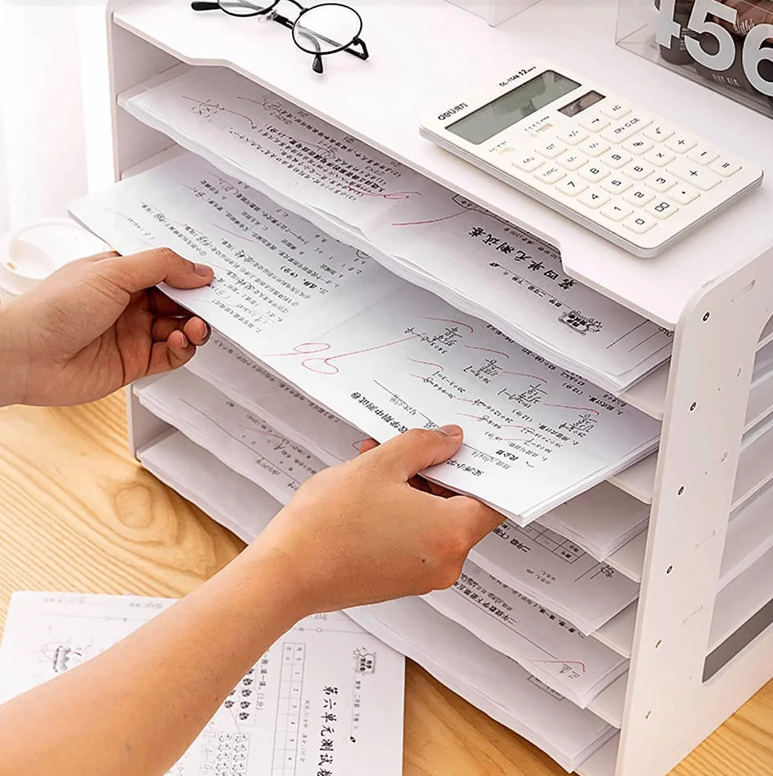 Bandeja para Cartas de Escritorio Almacenamiento de Papel A3 Extra Grandes