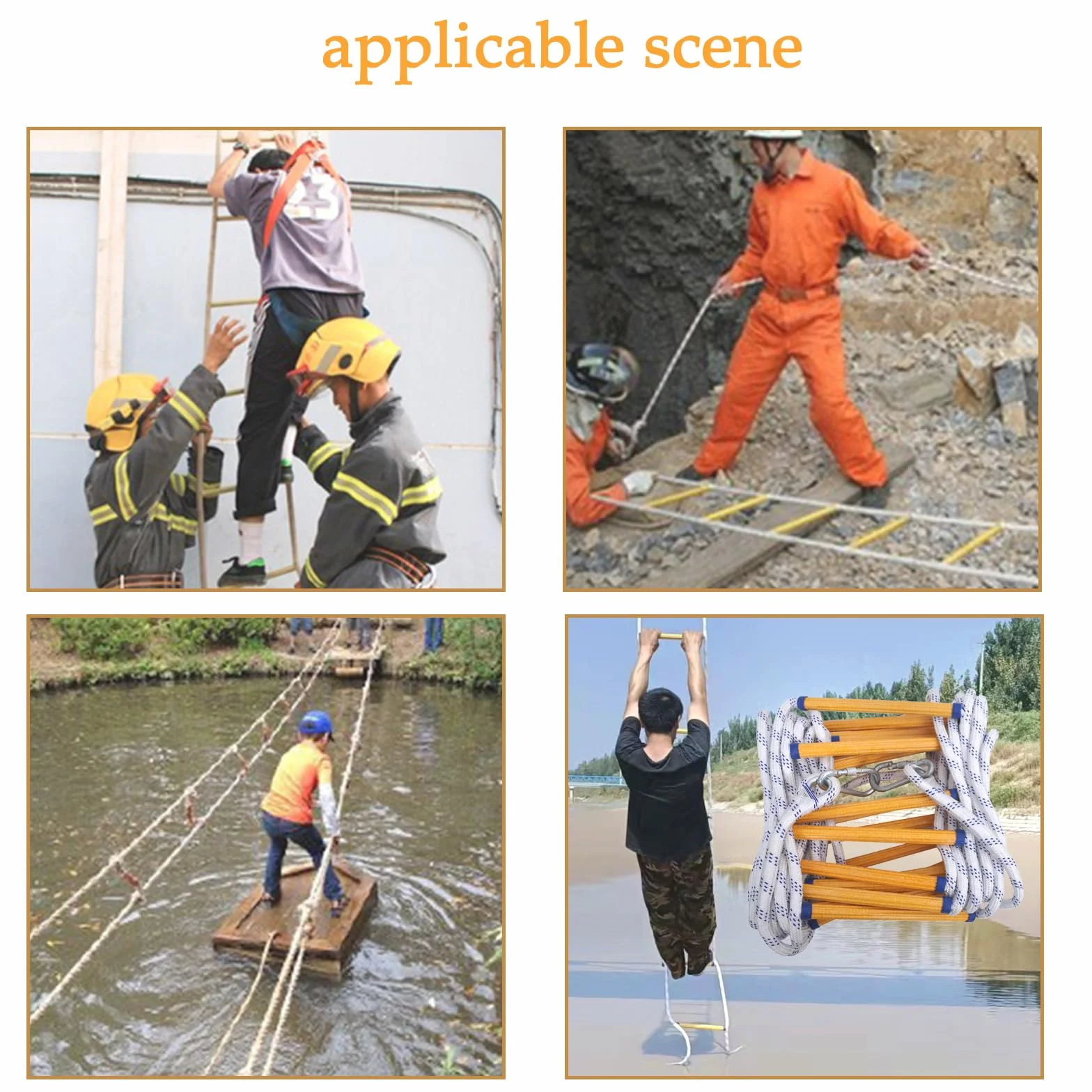 Escalera de Cuerda de Escape de Incendios,Escalera de Escape de Rescate de Escalada, Escalera de Seguridad contra Incendios con Mosquetón,Cuerda de Seguridad de Emergencia(20M)