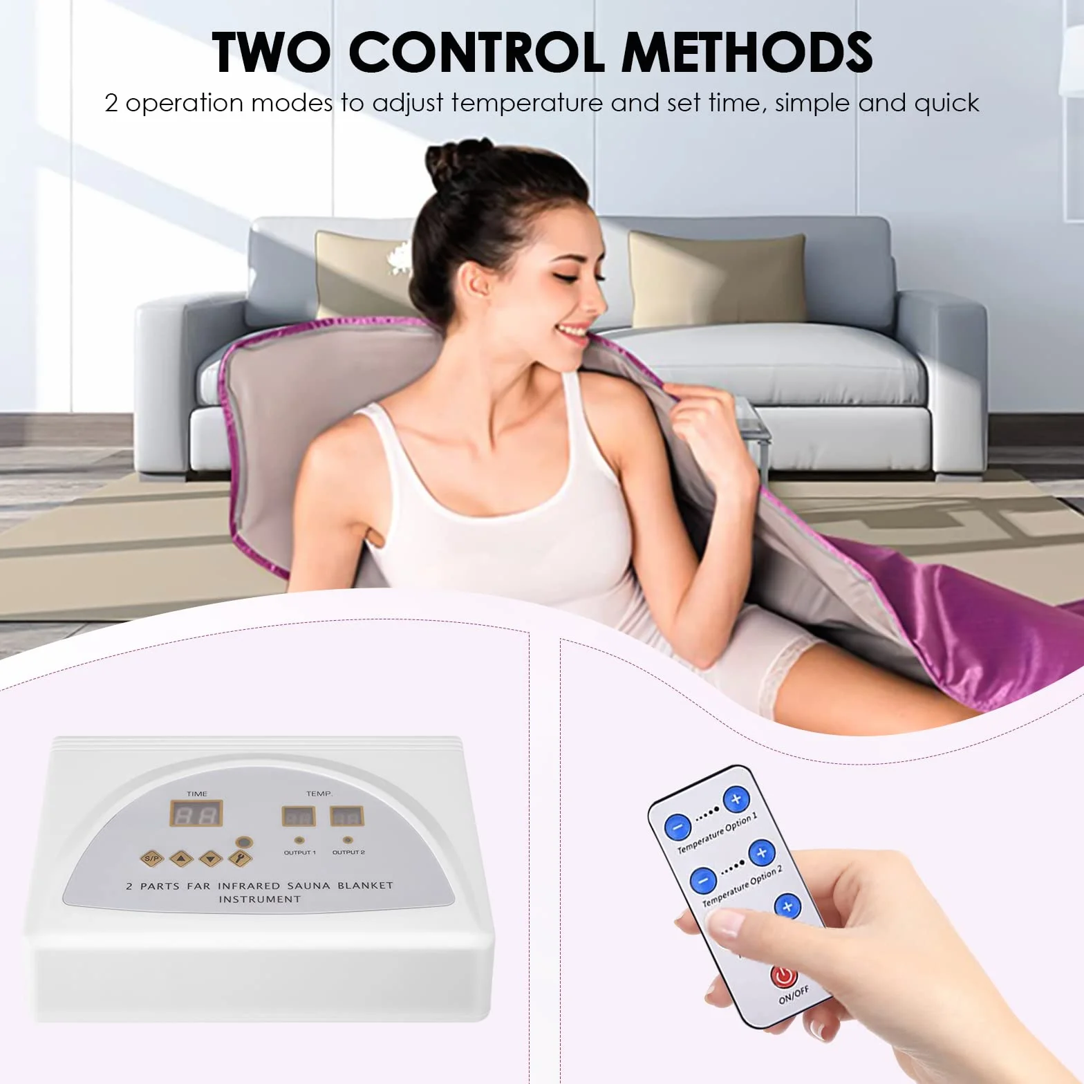 Manta de Sauna Infrarrojo, MINENICE Portatil Far Infrared Sauna Blanket 2 Zone Manta Sauna Infrarrojos con 2 Mangas, Home SPA para Modelar el Cuerpo Desintoxicación Fitness Belleza Fisioterapia