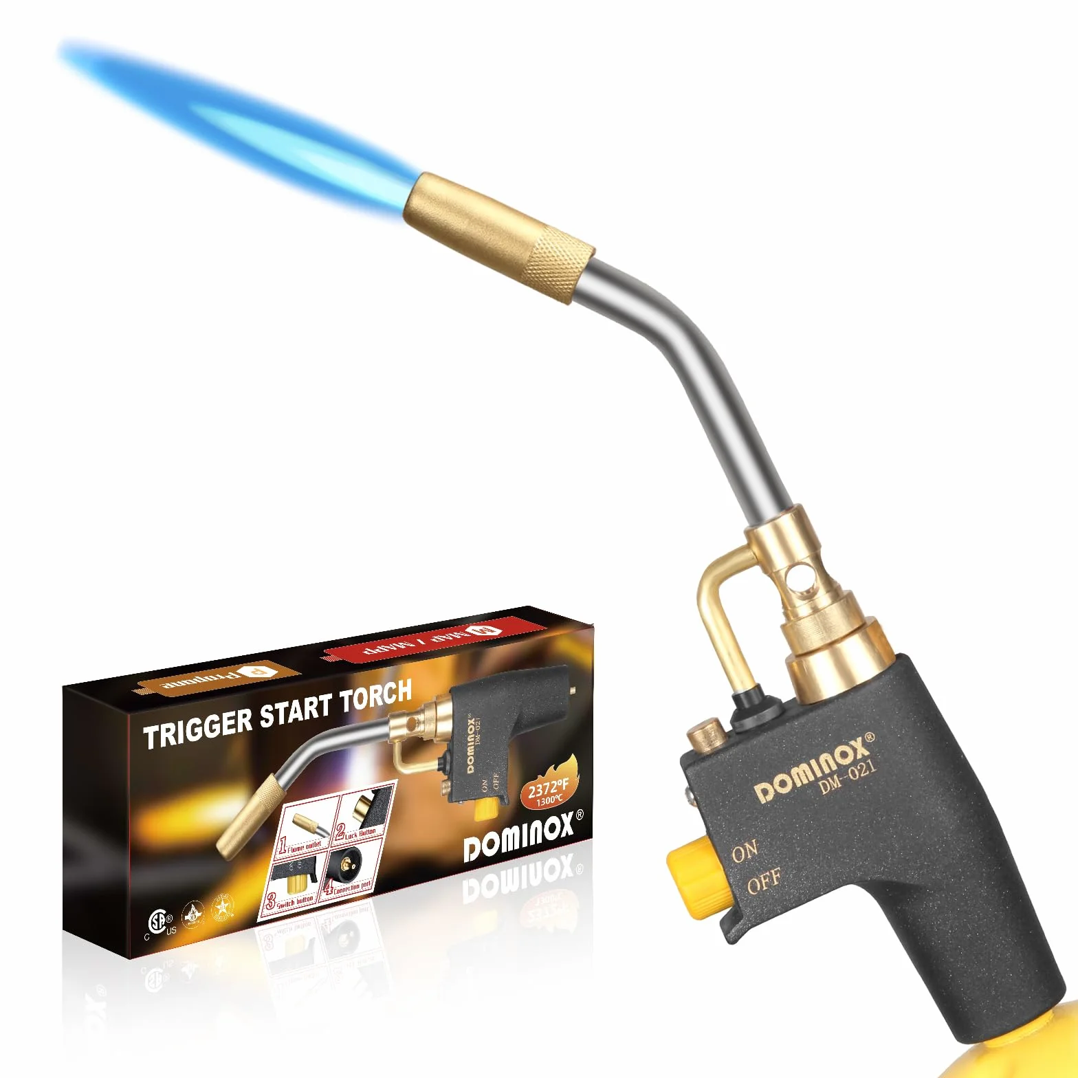 Cabezal de antorcha de propano para MAP, MAPP y tanque de propano, antorcha de arranque de gatillo de alta intensidad, para soldar, encender, cocinar, iluminación