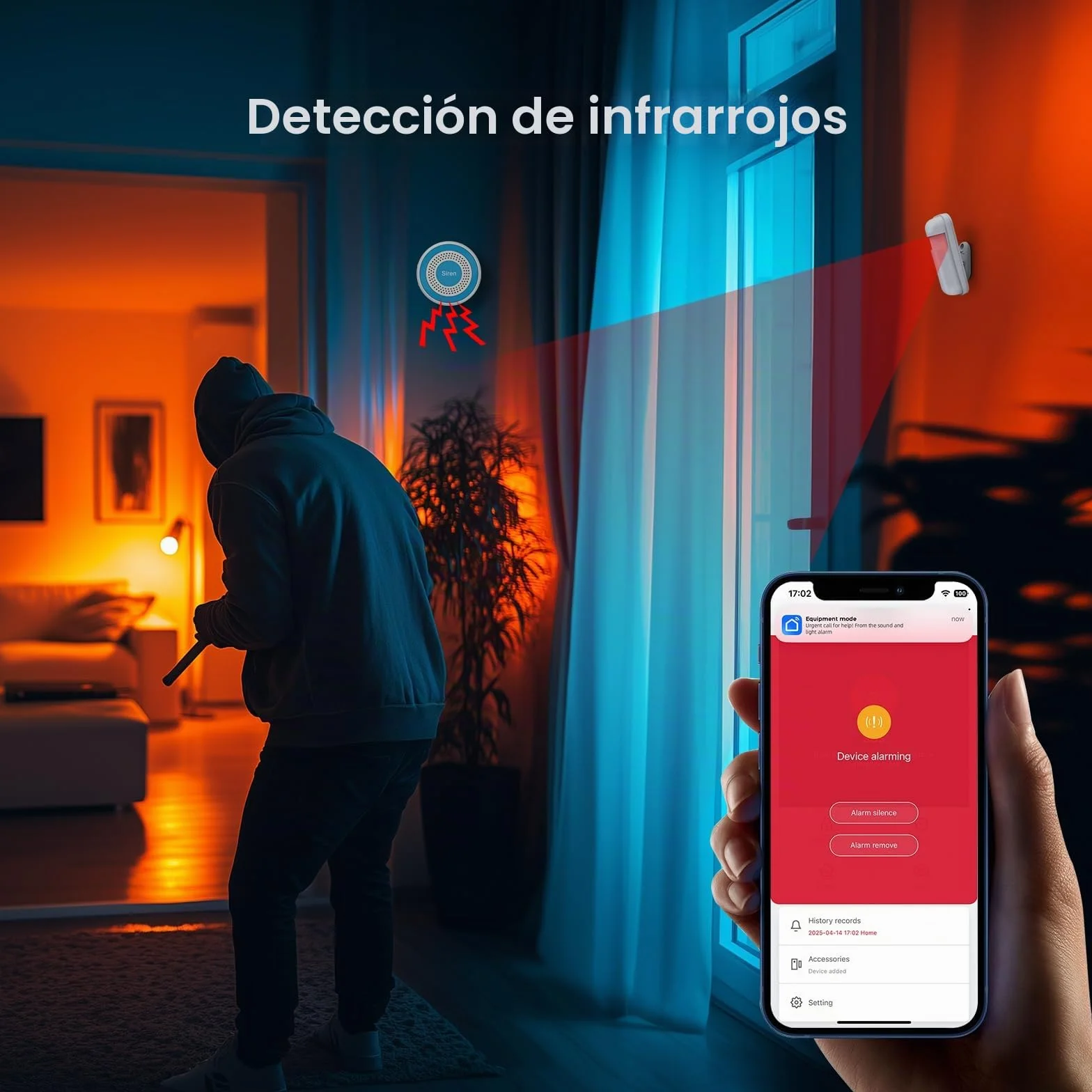 Alarma para Casa, WiFi Sistema de Alarma para Casa, Antirrobo Inalámbrico con 1 Sensores para Puertas y Ventanas, 1 Detectores de Movimiento y 2 Controles Remotos, Compatible con Alexa