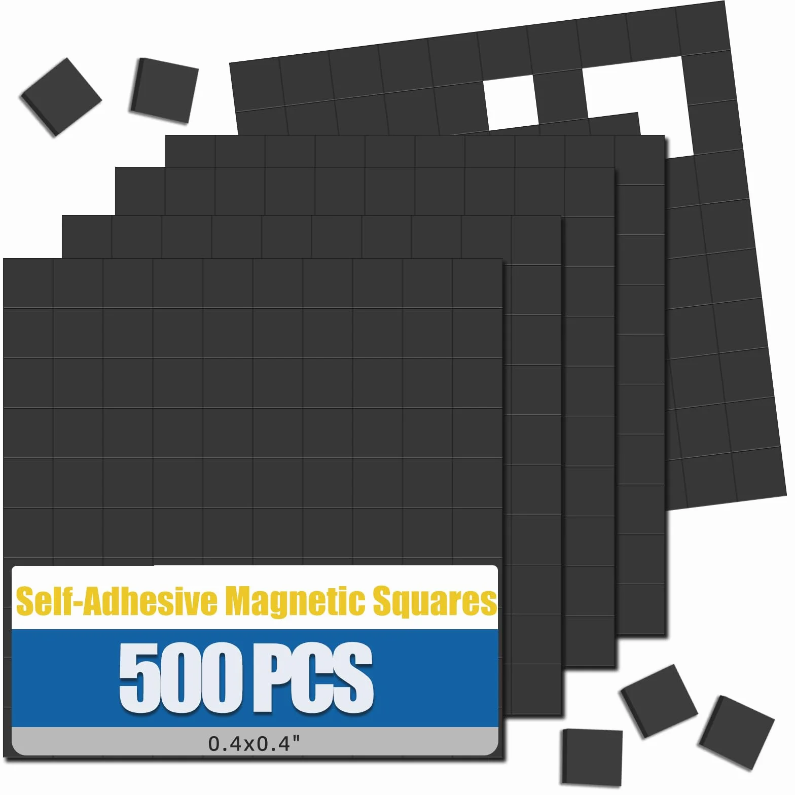 500 Piezas Imanes Adhesivos, 10x10mm Iman Adhesivo para Manualidades, Nevera, Oficina, Escuela, Iman Autoadhesivo, Imanes Pequeños para Notas, Fotos y Objetos Ligeros