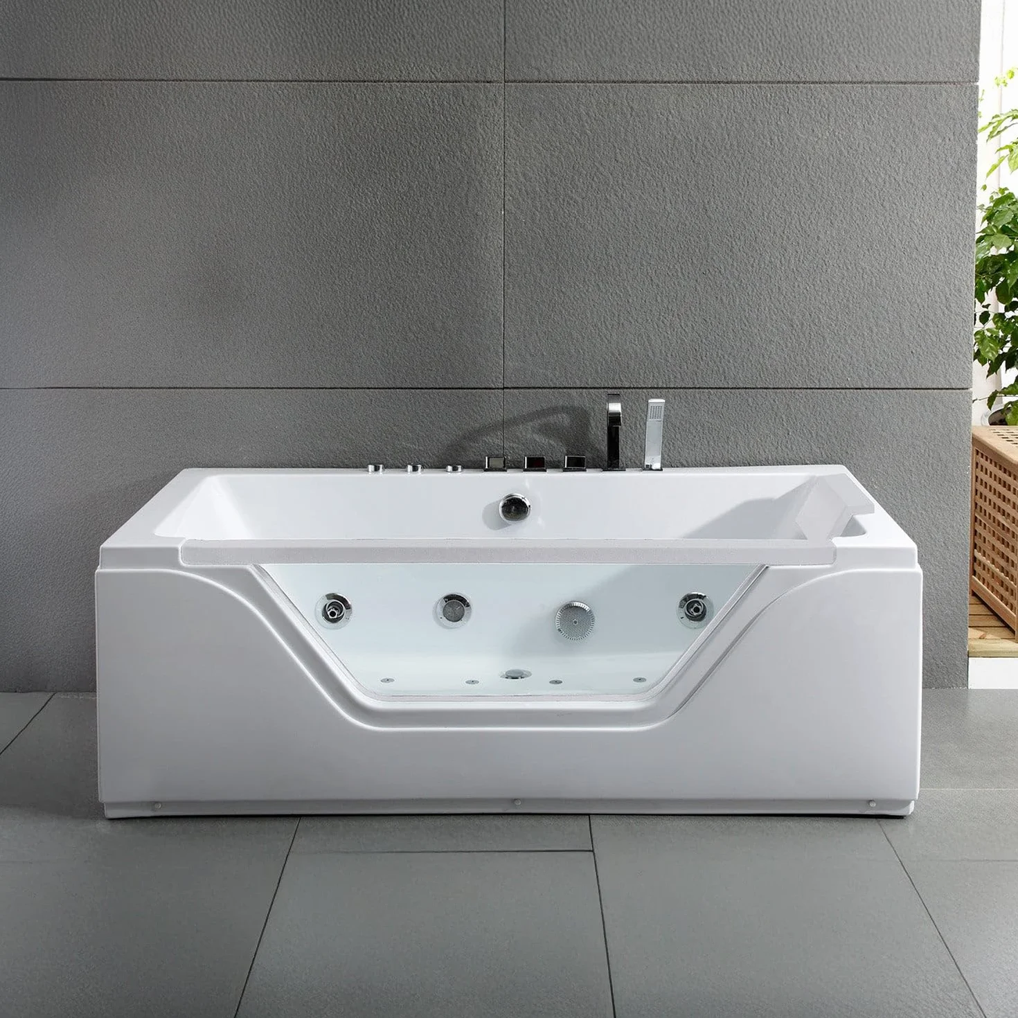SPALINA Tahiti White Jets - Bañera de hidromasaje con Ojo de Buey L. 170 x l. 78 cm