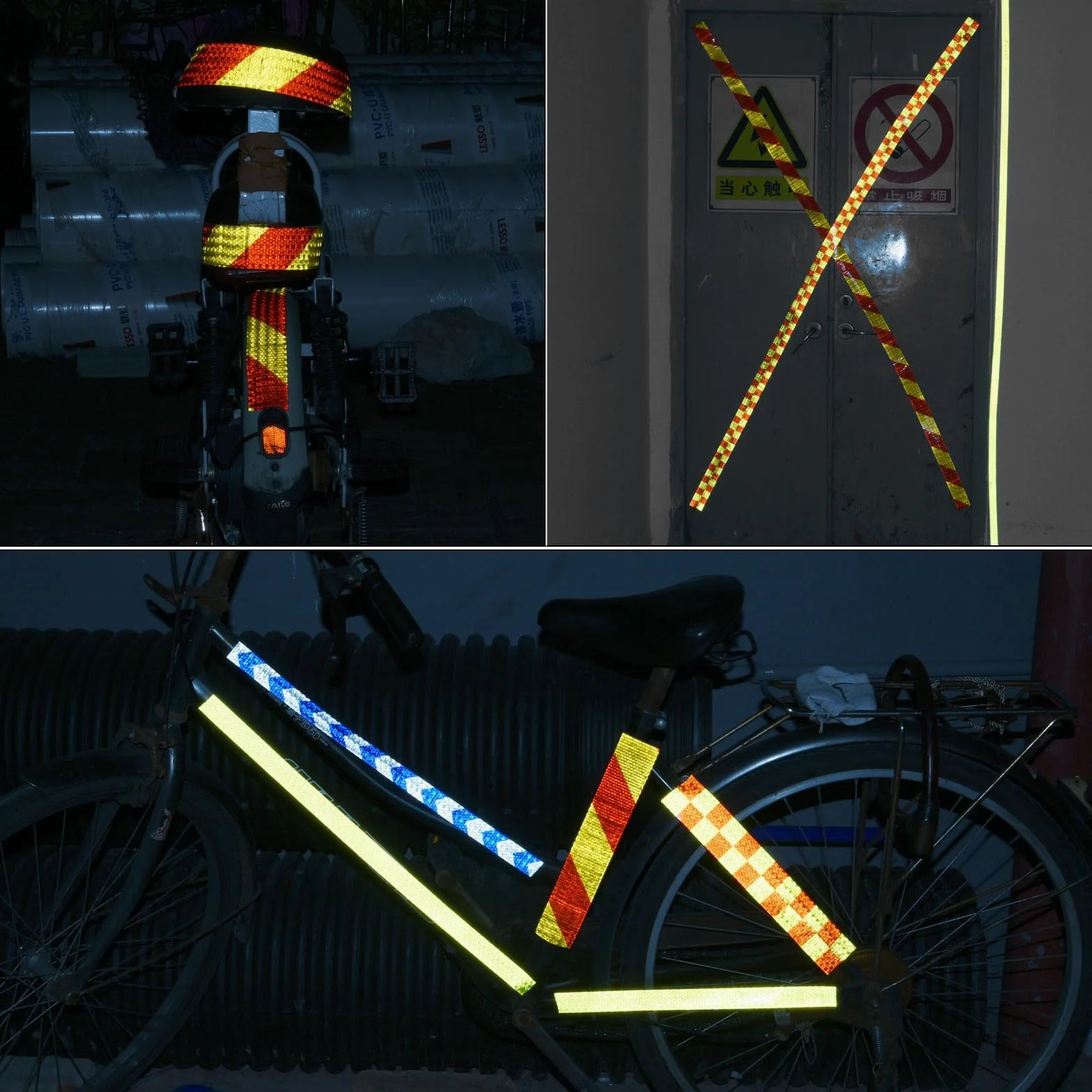 PATIKIL Cinta Reflectante Adhesiva, 20cm x 10m PVC Cinta de Advertencia de Seguridad de Alta Visibilidad Impermeable para Nocturna Camiones Coches Ropa, Blanco