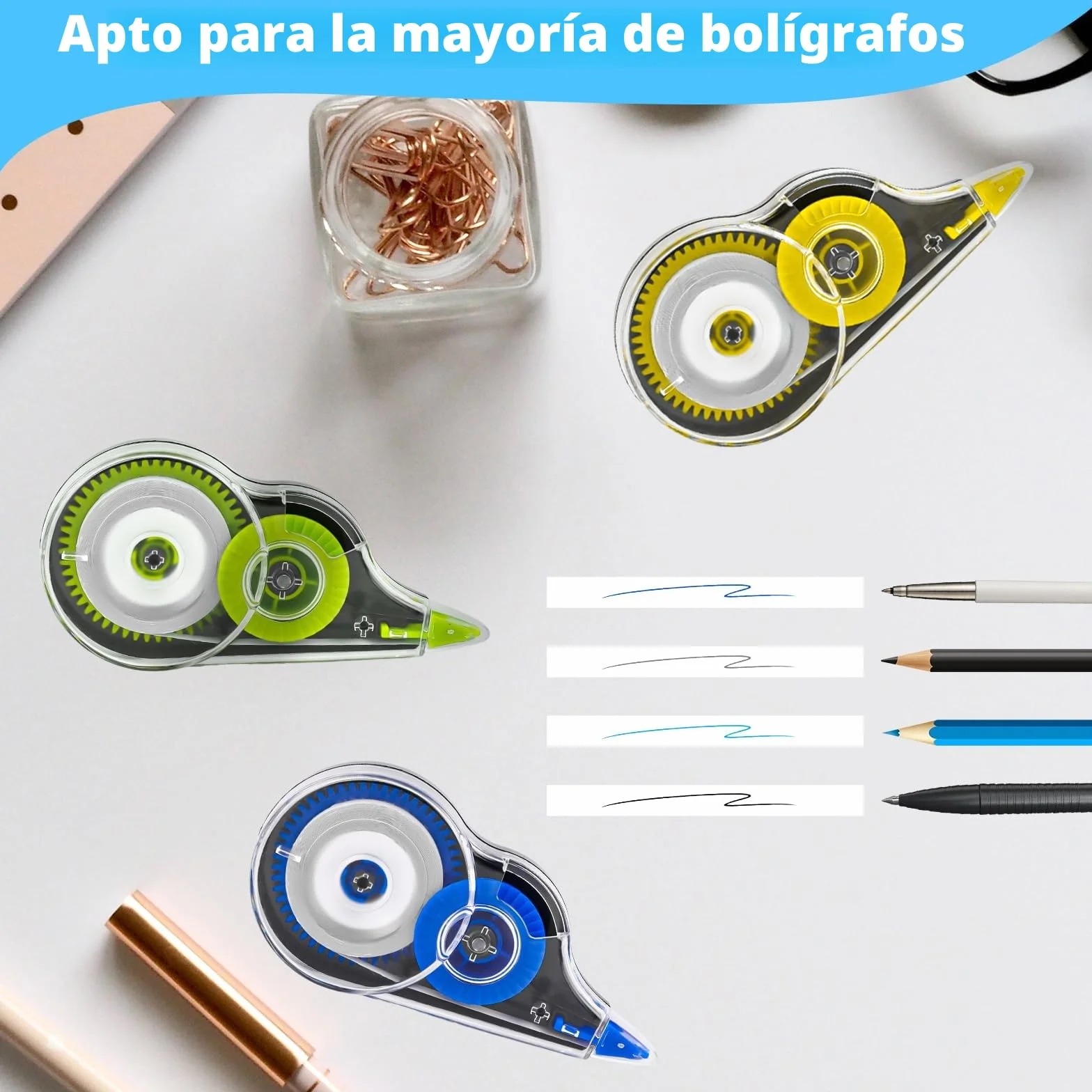 NVIYAM 12 Piezas Cintas Correctoras, 12m x 5mm Mini Corrector Cinta Escolar