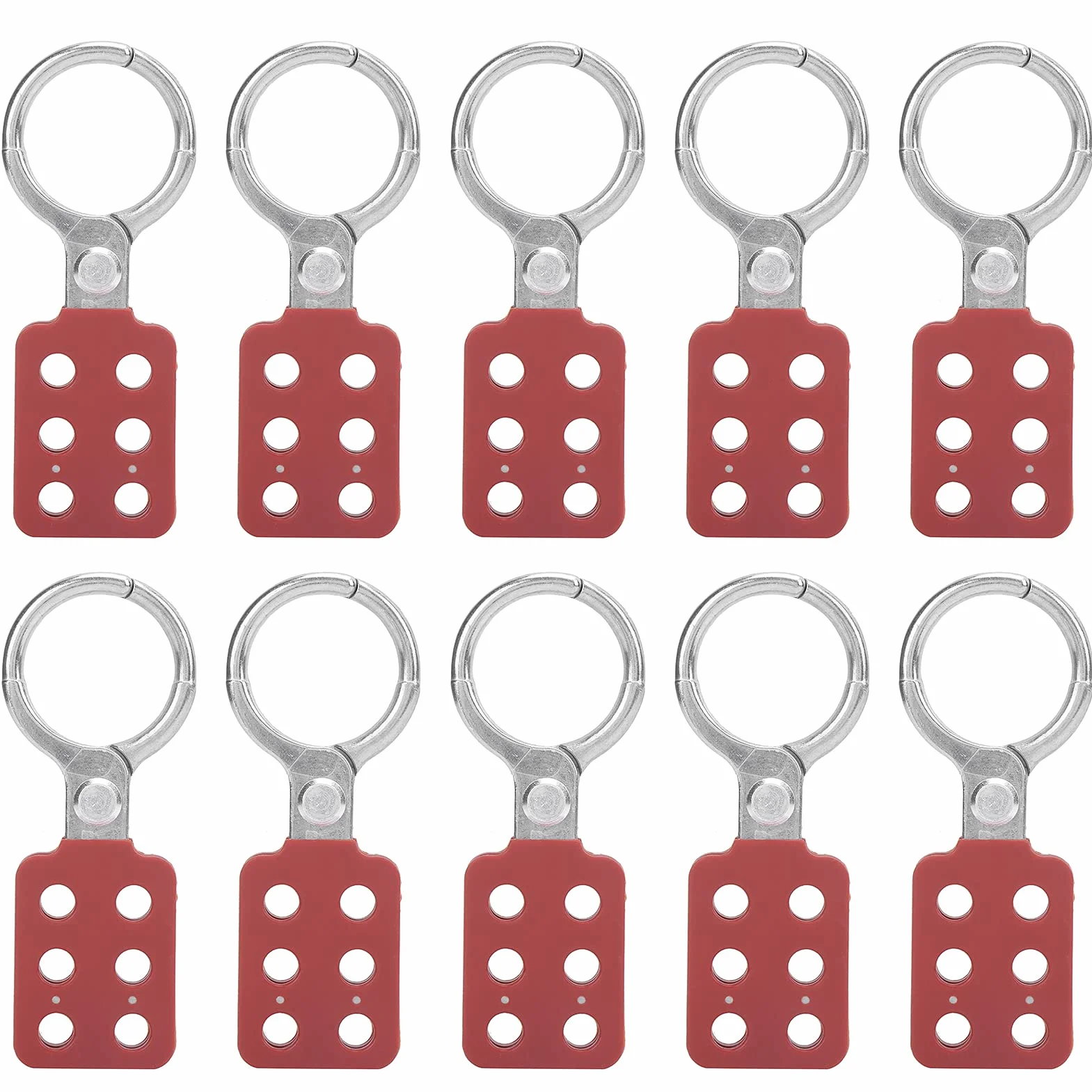 1,5 Lockout de acero de la mandíbula HASP, Lockout Tagout Hasp con mango y mandíbula extendida, HASP de aislamiento de seguridad HASP, Interlechado de 6 hoyos, 10 piezas