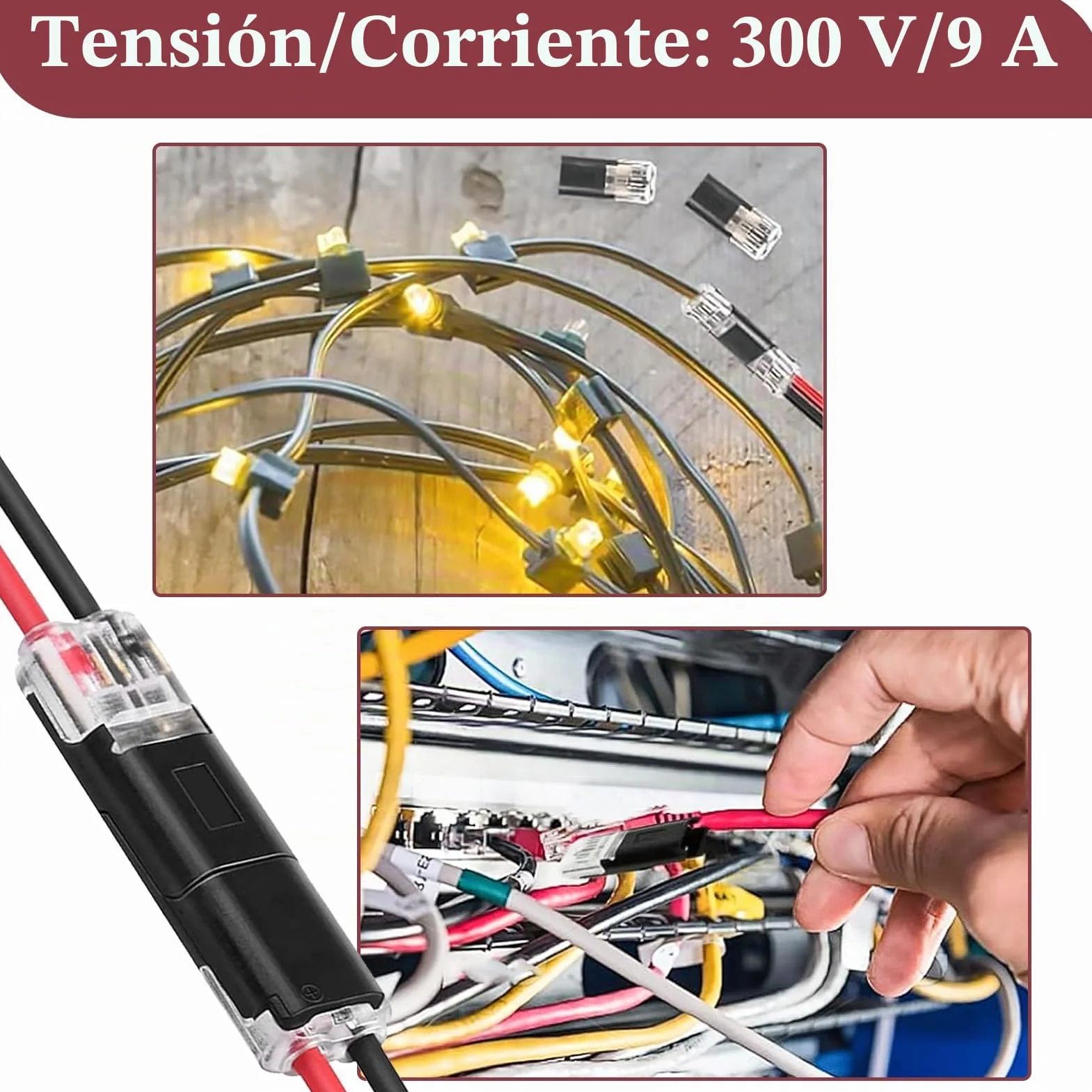 Conectores Eléctricos Rápidos 2 Pines 18-22 AWG, 30 Piezas, para Hogar y Automoción