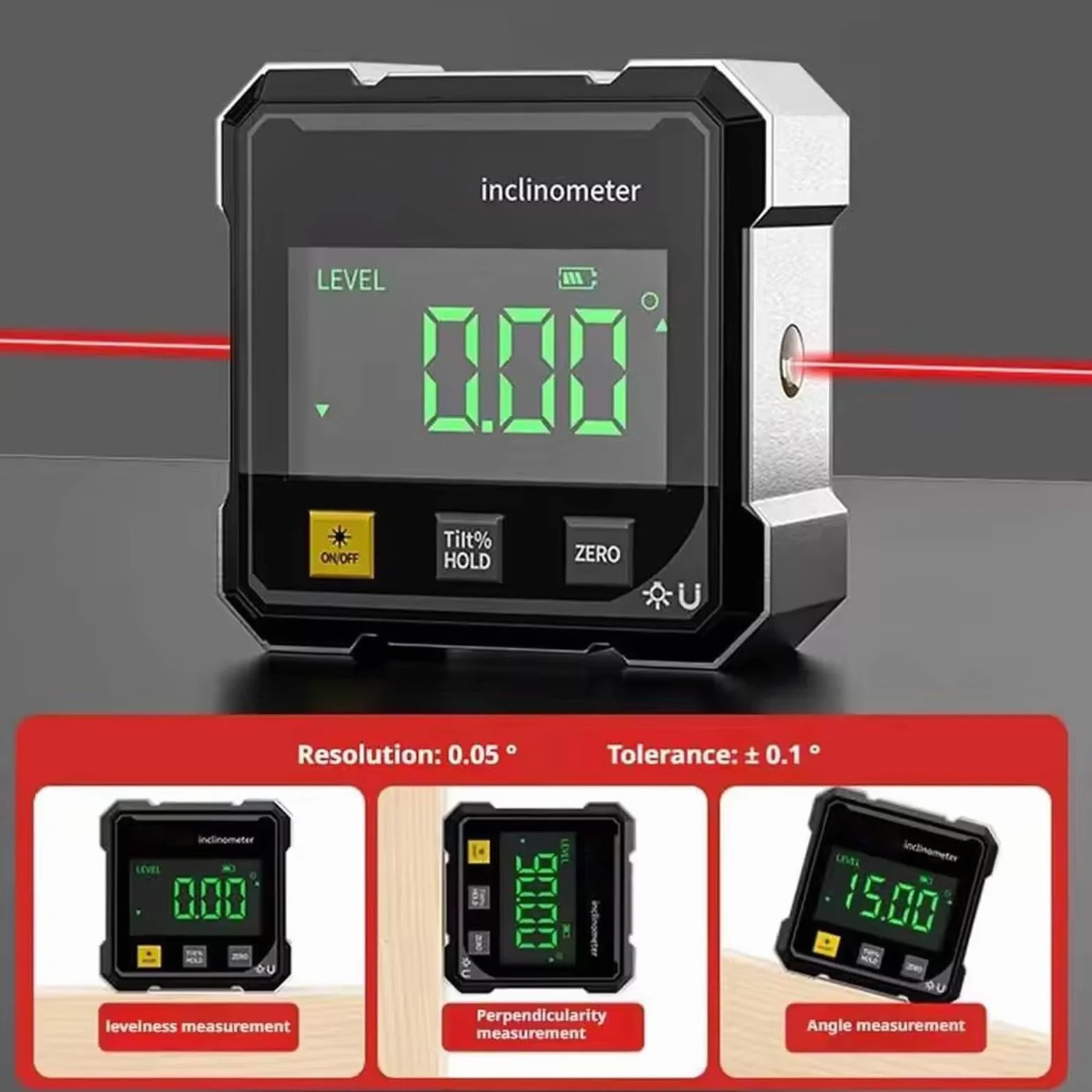 Luminis Precision X1 - Medidor de ángulo digital con medidor de ángulo digital magnético de 4 lados, pantalla LCD para carpintería