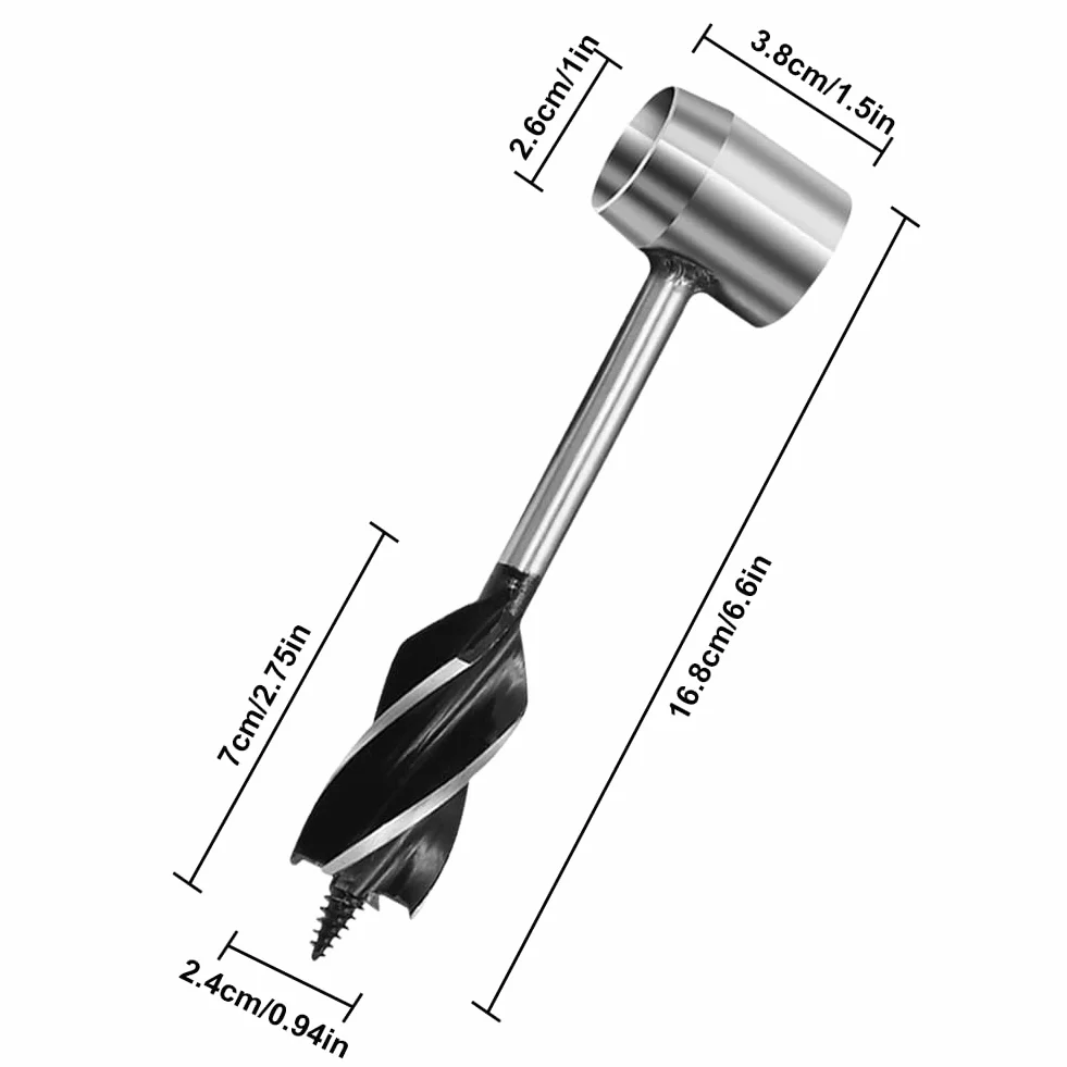 Taladro de Mano, Herramienta de Supervivencia para Colonos Bushcraft, Llave Manual de Barrena con Estuche de Cuero, para Acampar, al Aire Libre Taladro Manual