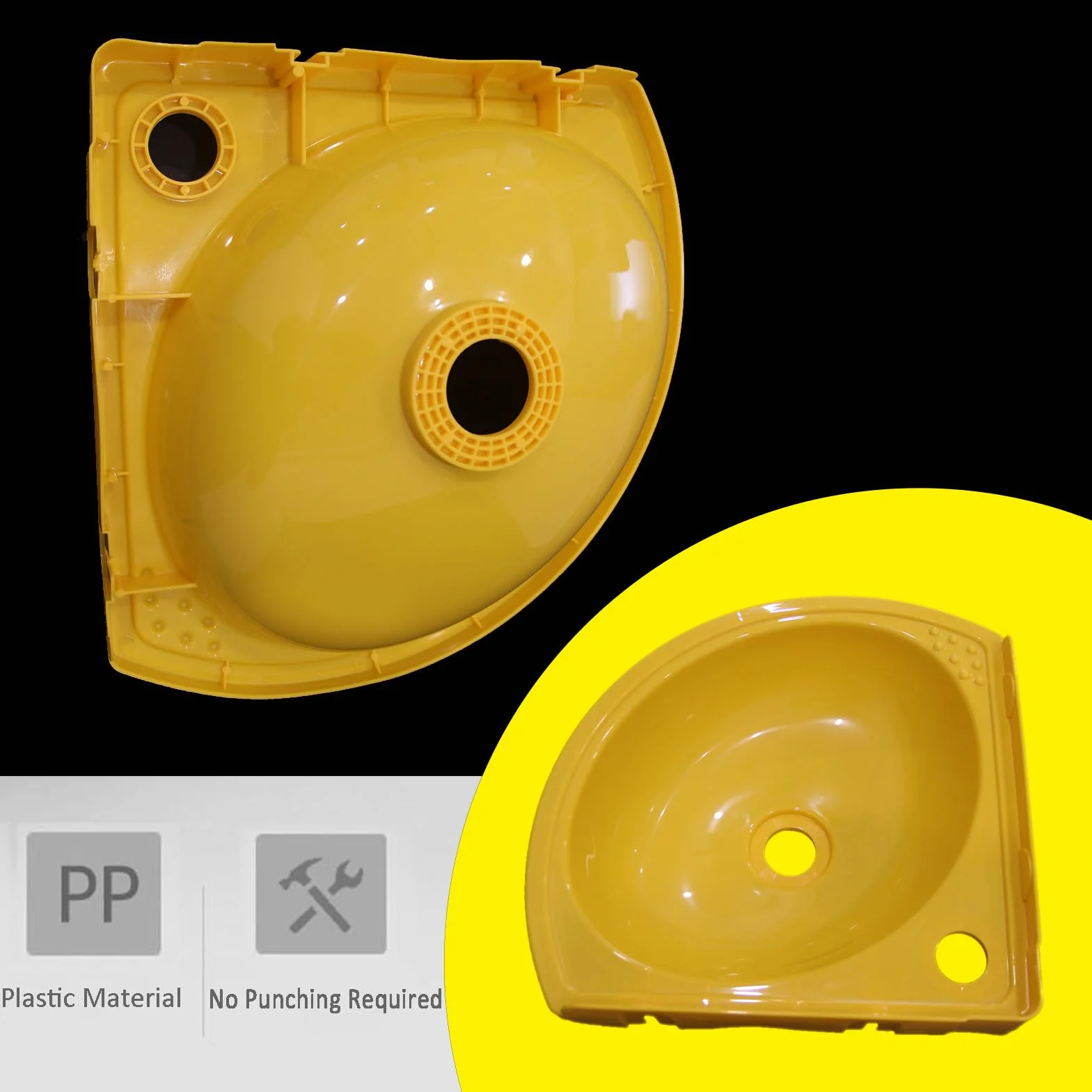 Lavabo de Esquina Plástico Multicolor | Lavabo Pared Compacto para Autocaravana/Jardín | Fregadero de Plástico para Exterior para Sótano/Camping (Fácil instalación)