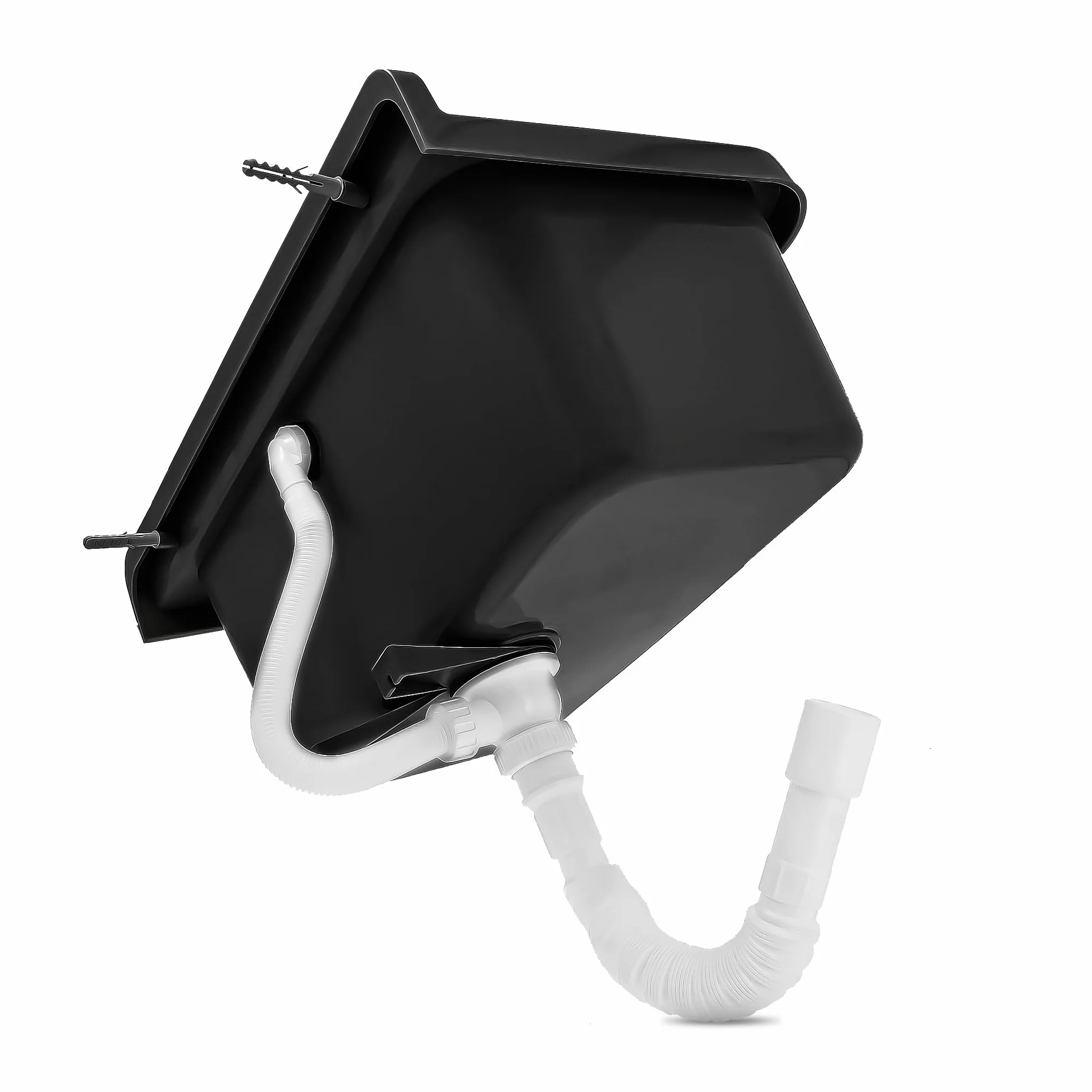 Lavabo de Cámara Fregadero Industrial Profunda Lavadero Exterior Comercial Lavamanos Jardín Garaje Lavandería Baños Fábrica 55 x 34 x 21 cm Negro