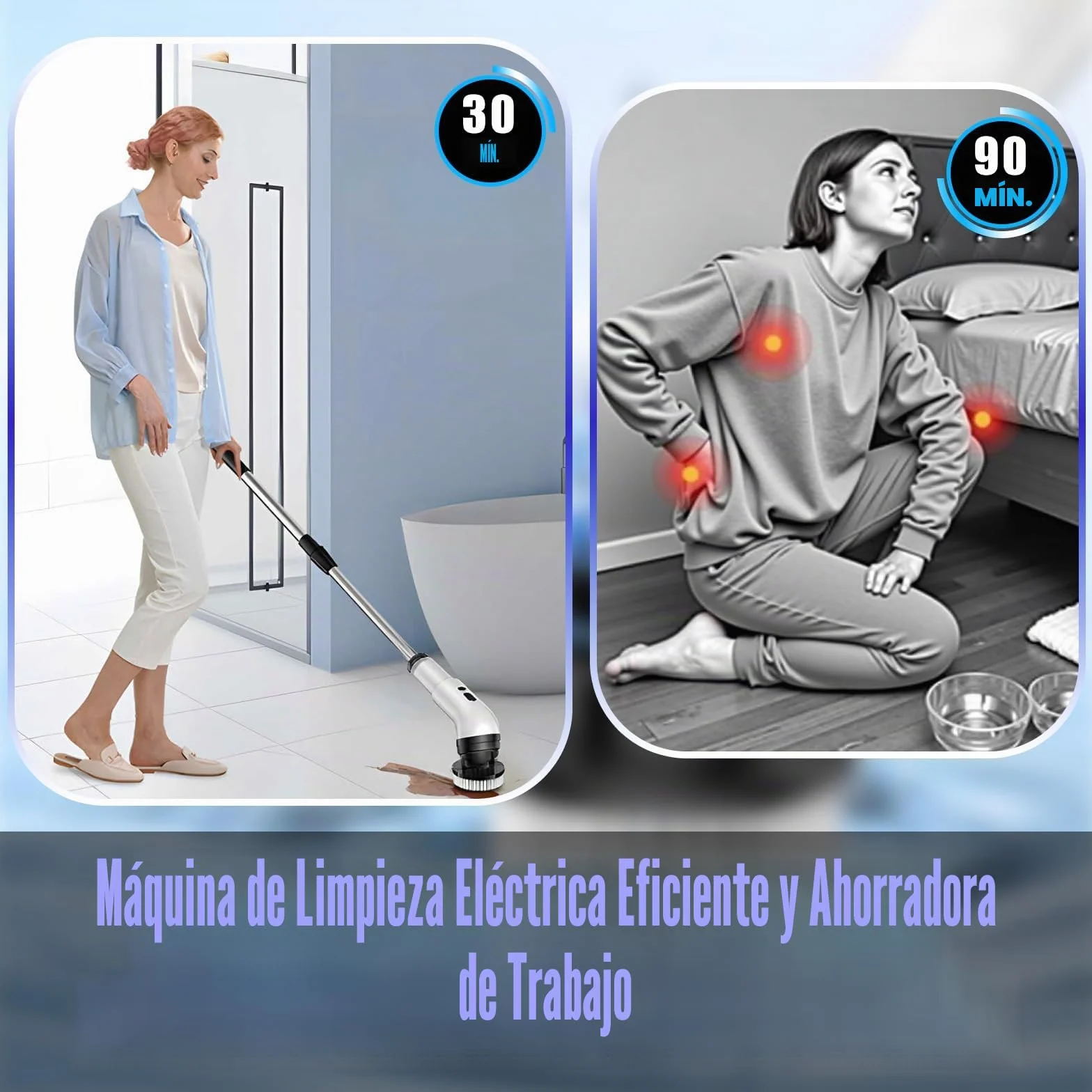Journeyside Cepillo De Limpieza Electrico,Limpiador Giratorio Eléctrico con 9 Cabezales De Cepillo De Repuesto, IPX7 Fregadora Giratoria Hogar,Electrico Baño Brush con 3 Velocidades para Baños,Cocinas