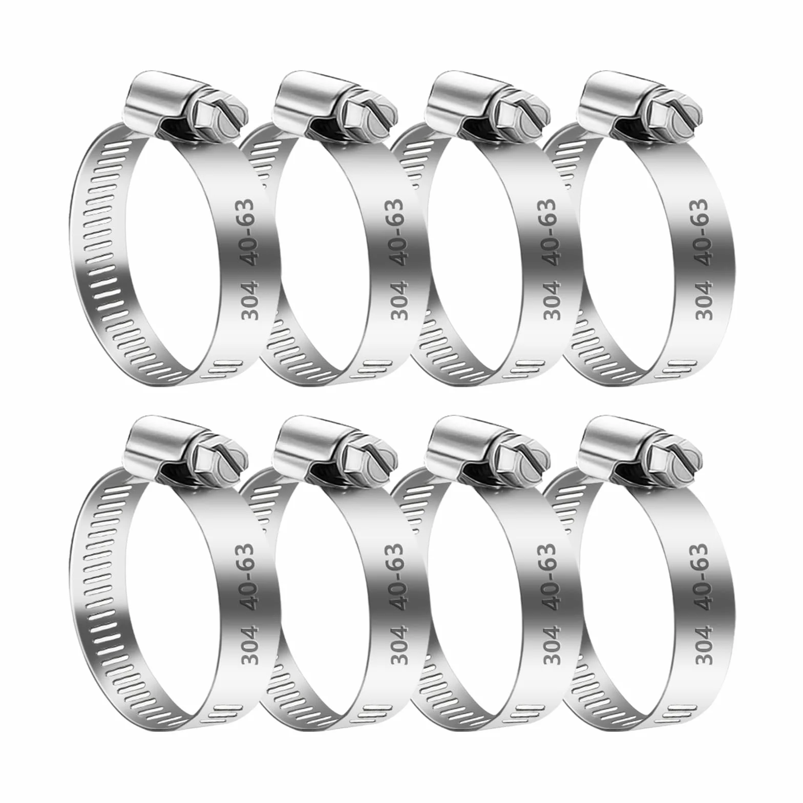 8 Pcs Abrazaderas de Manguera de Acero Inoxidable, Abrazaderas de Manguera Ajustables 40-63mm, Abrazaderas Metalicas, Abrazaderas para Tubos, Lavadora, Manguera de Piscina, Fijación de Tuberías