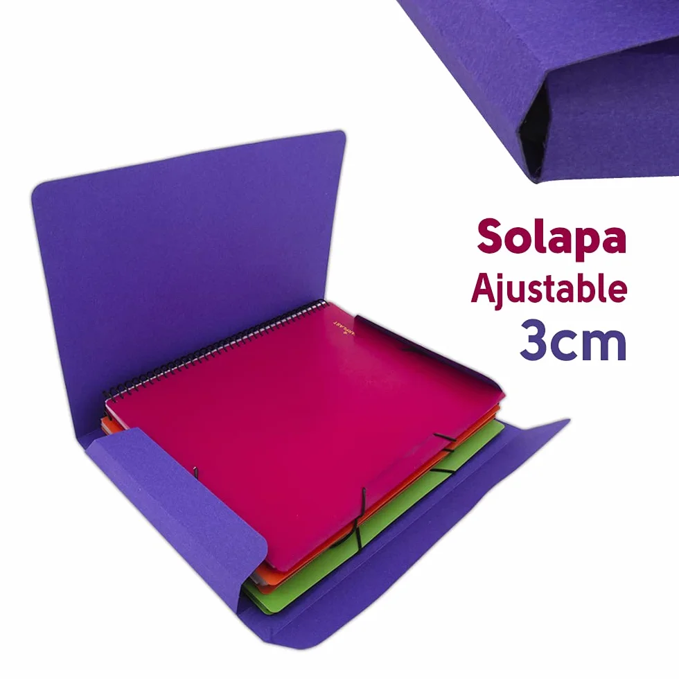 Carpetas de cartón A4 azul con solapas y goma elástica Pack de 20