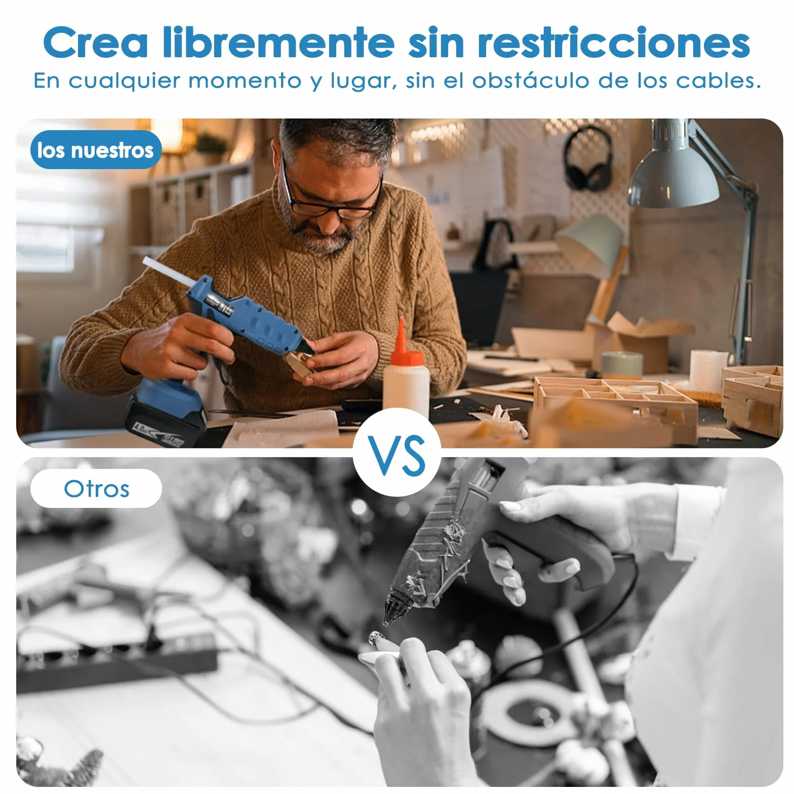 Pistola Silicona Caliente Inalambrica 100W para Batería Makita de18V, Barritas de Pegamento 11mm, para Bricolaje, Arte (herramienta desnuda, sin batería ni cargador)