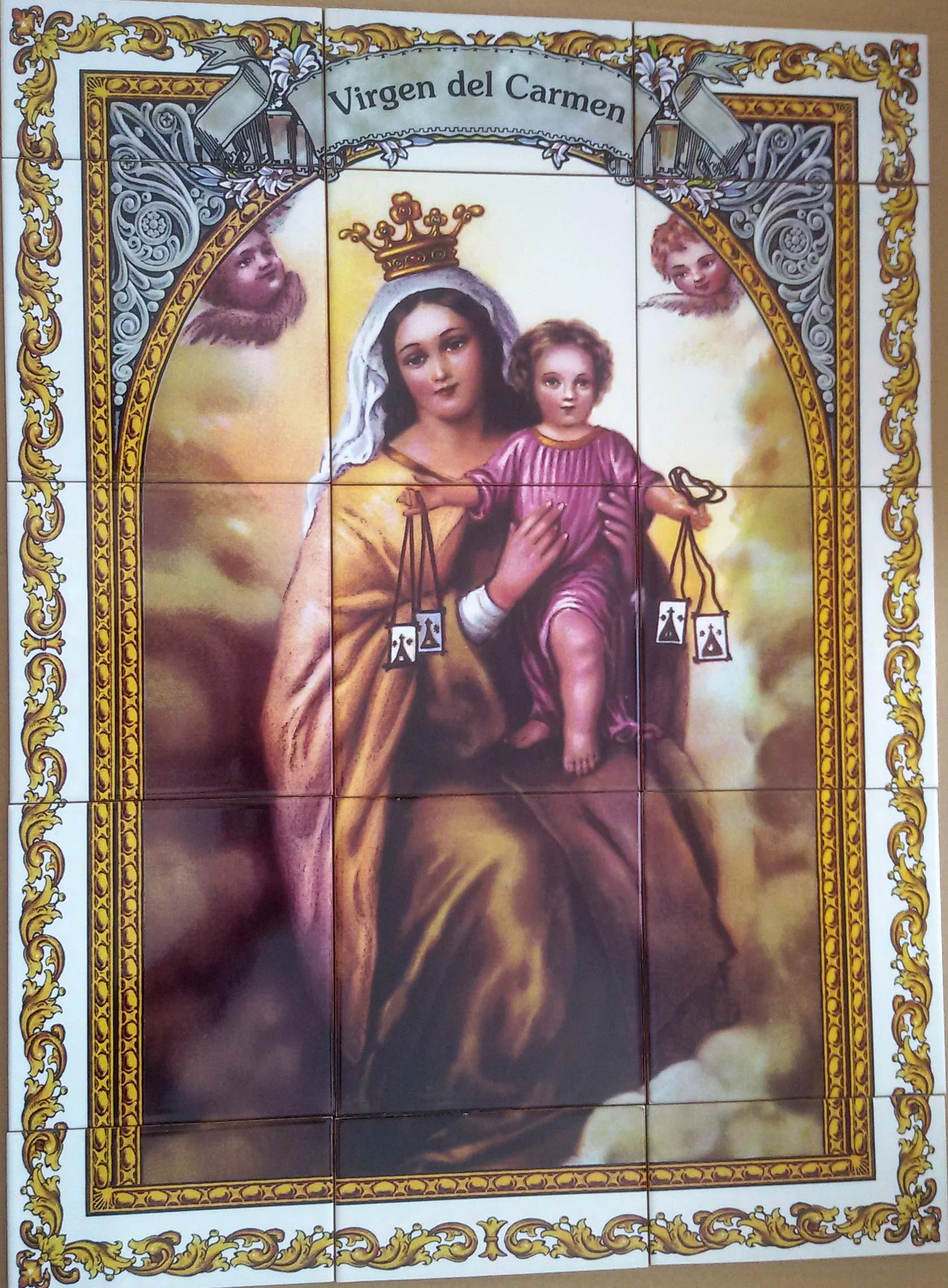 Rustiluz Azulejo Virgen del Carmen 45 x 60 cm