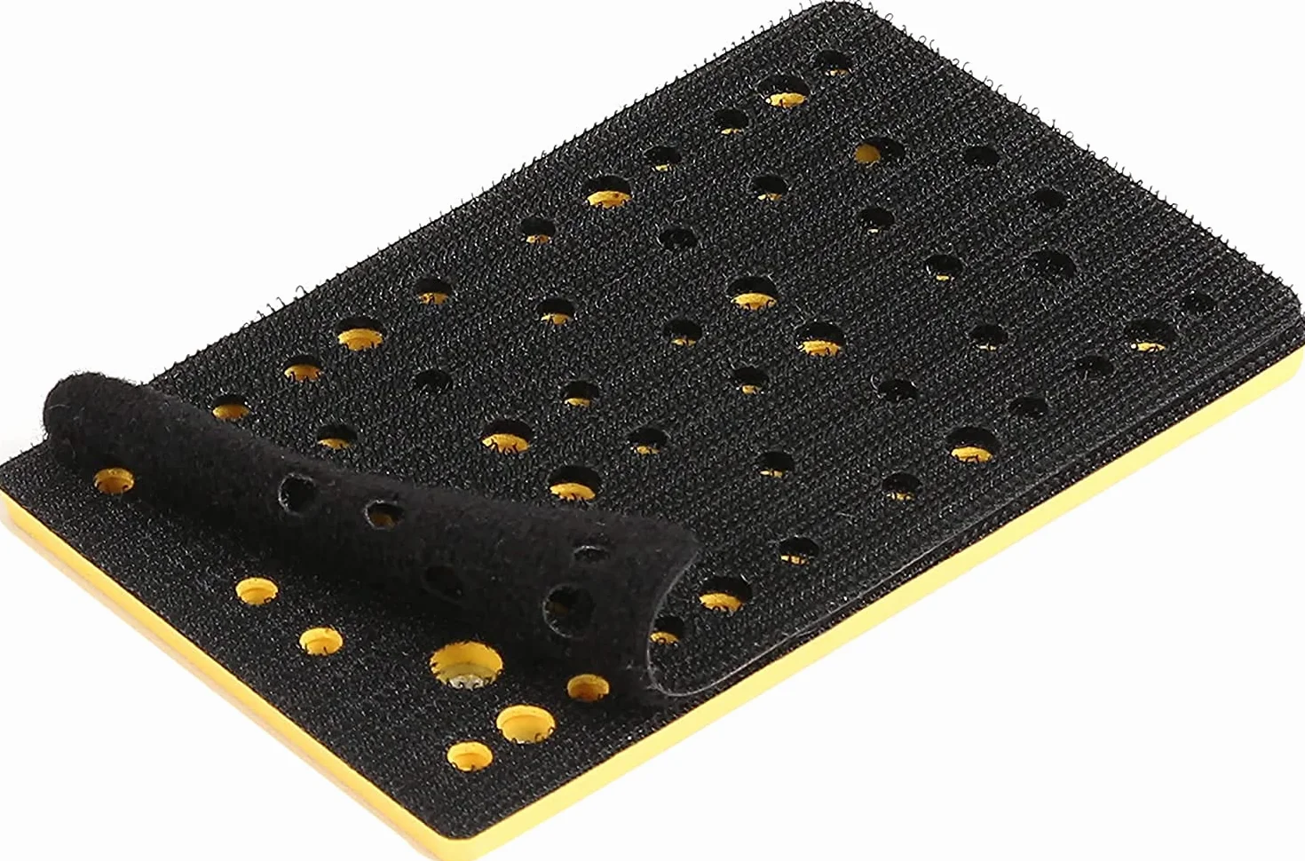 Mirka Plato para malla 81x133 mm cierre adhesivo 46 agujeros DEOS | Grado de dureza medio con almohadilla protectora cierre adhesivo compatible con lijadoras orbitales Mirka DEOS II 353