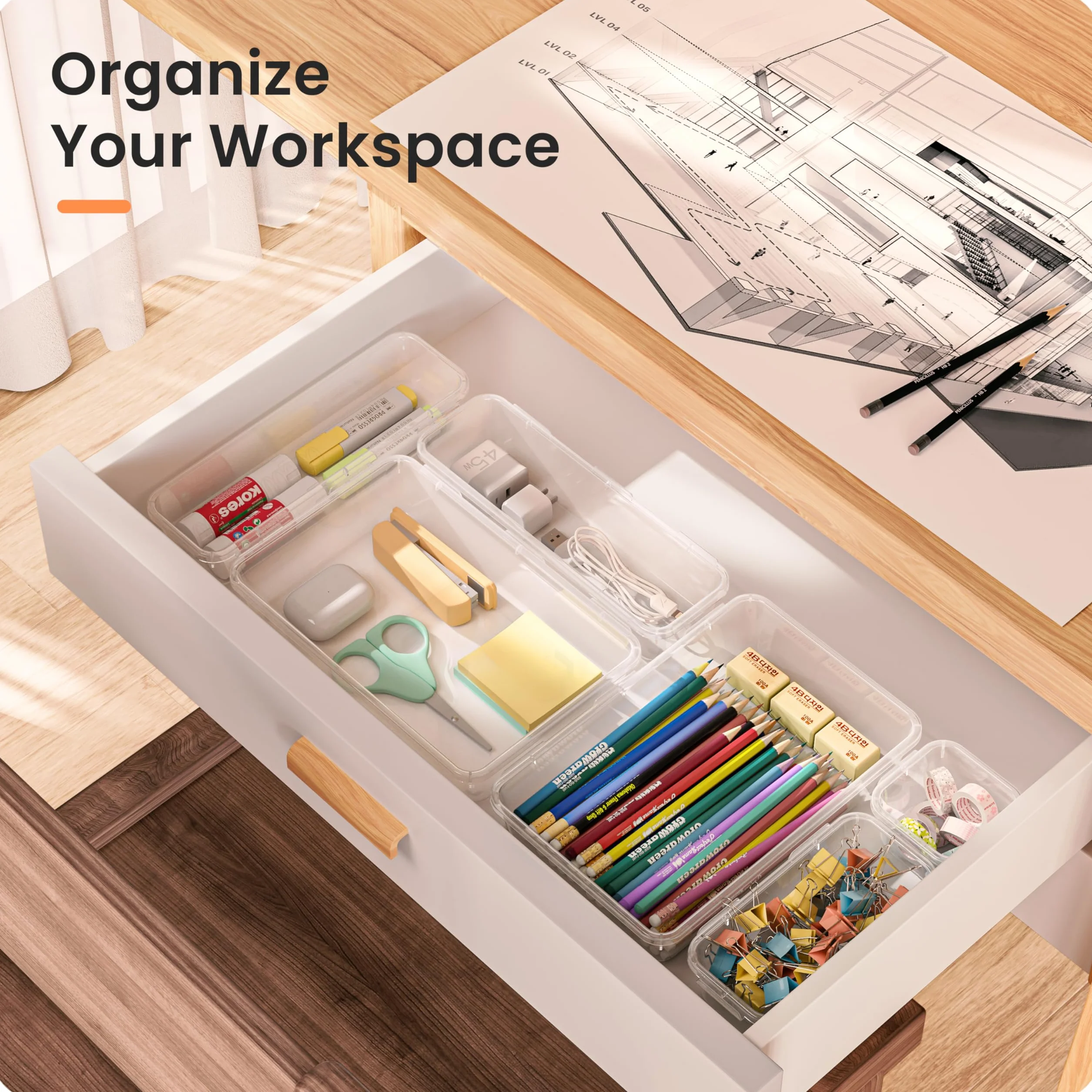 A-LuGei 15pcs Organizador Cajones, Almacenamiento para Maquillaje y Baño