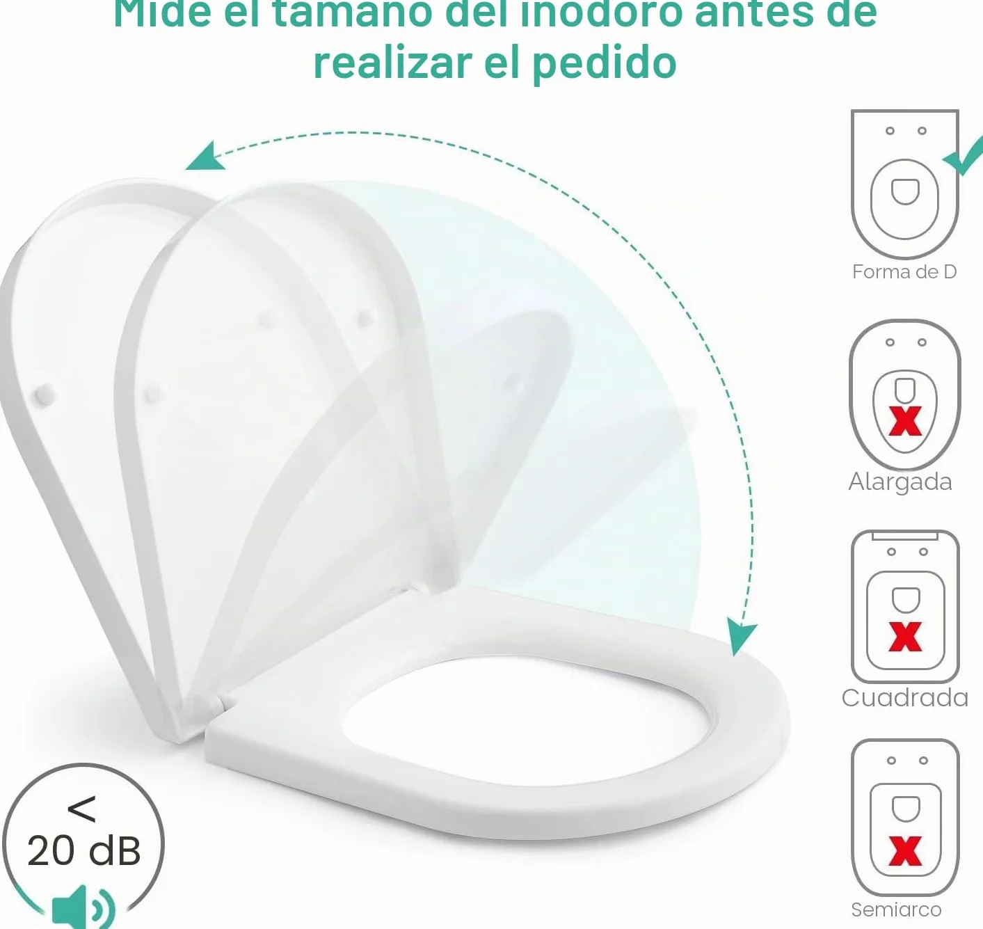 Himimi Tapa WC Universal, Asiento para Inodoro, Asiento de Inodoro en Forma de D, Tapas de Water Cierre Suave Lento, Bisagras Ajustables, Desmontaje Rápido, Fácil de Limpiar(450 x 361 x 53 mm)