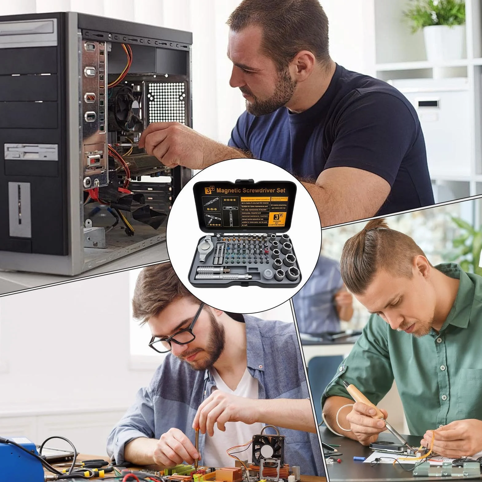 Juego de Destornilladores Magnéticos 66 en 1 Kit de Herramientas Portátil | Mini Juego de Trinquete Ergonómico Para Hogar Taller Electrónica Ordenador Reloj Electricista