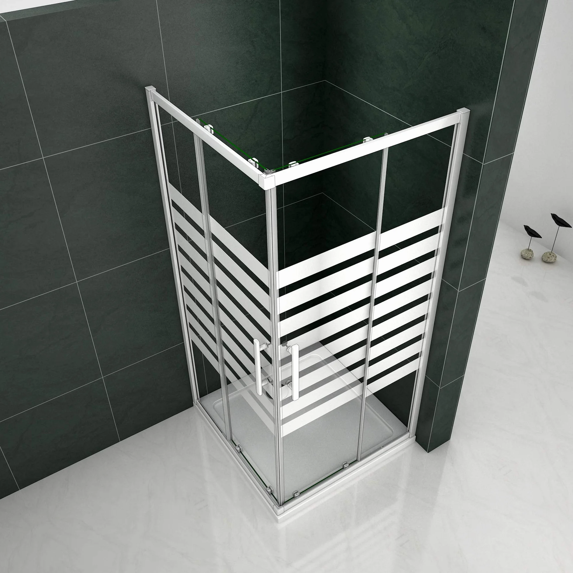 Mamparas Cabina de ducha con Puerta corredera de 8 ruedas vidrio templado 5MM 80x80x195cm