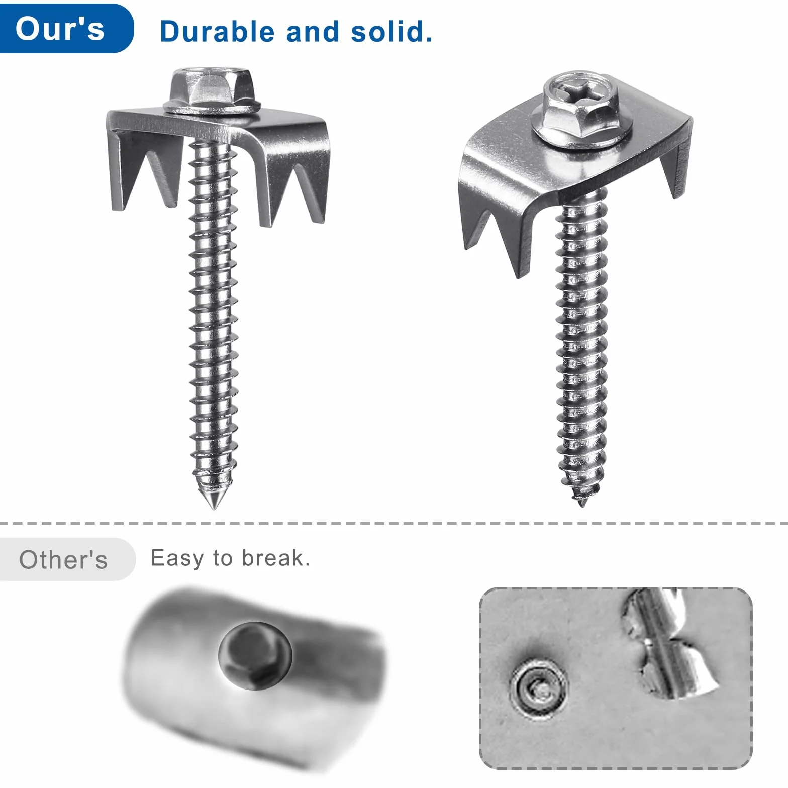 SELEWARE 200 vallas de acero inoxidable, clavos de cerca de madera blanda, clavos reutilizables para cercas de doble barra y cercas trenzadas, cierres de valla con rosca