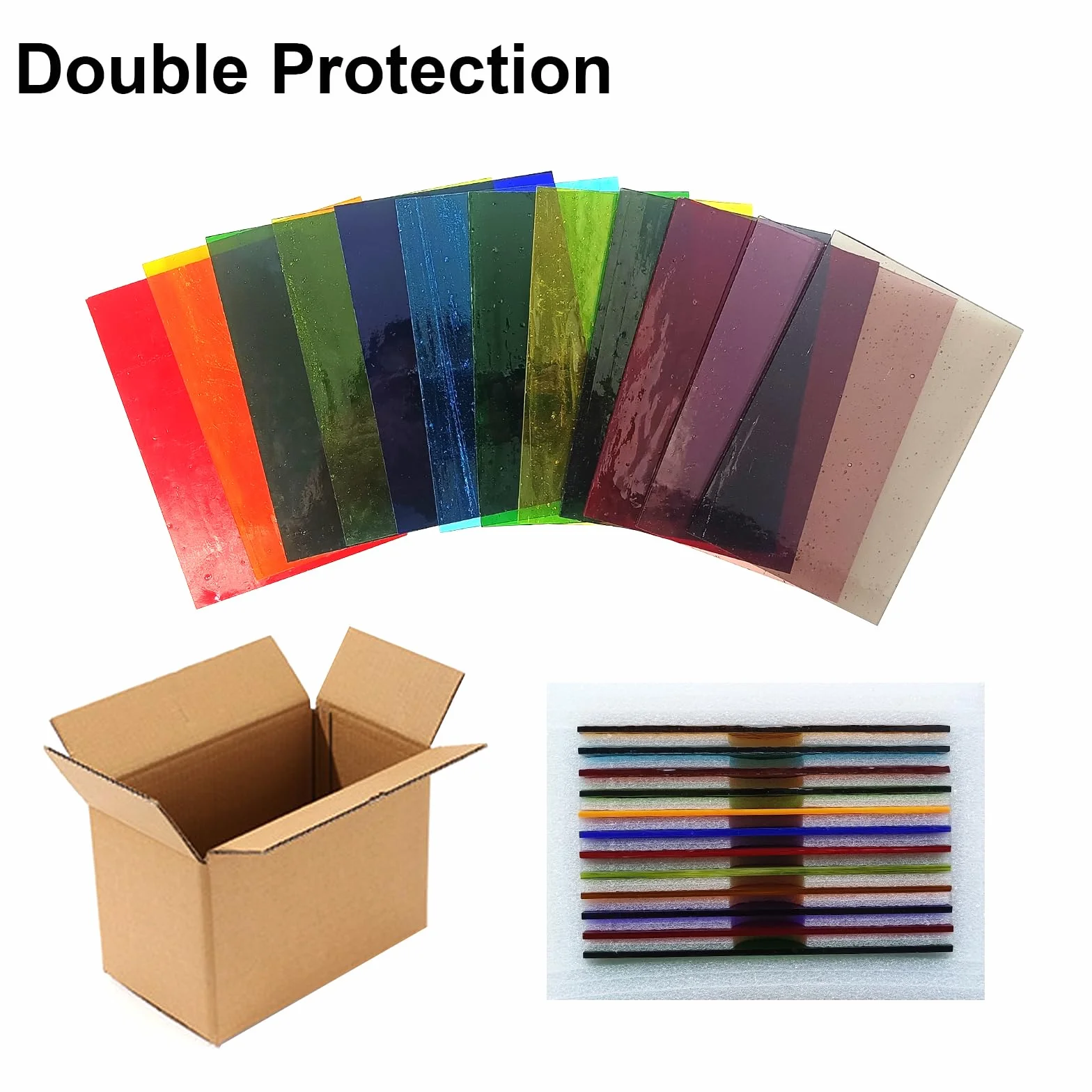 12 hojas de vitrales, 10,2 x 15,2 cm, suministros de vidrio de catedral de colores totalmente transparentes para proyectos de manualidades, variedad de arte de mosaico, colores mixtos, iridiscentes