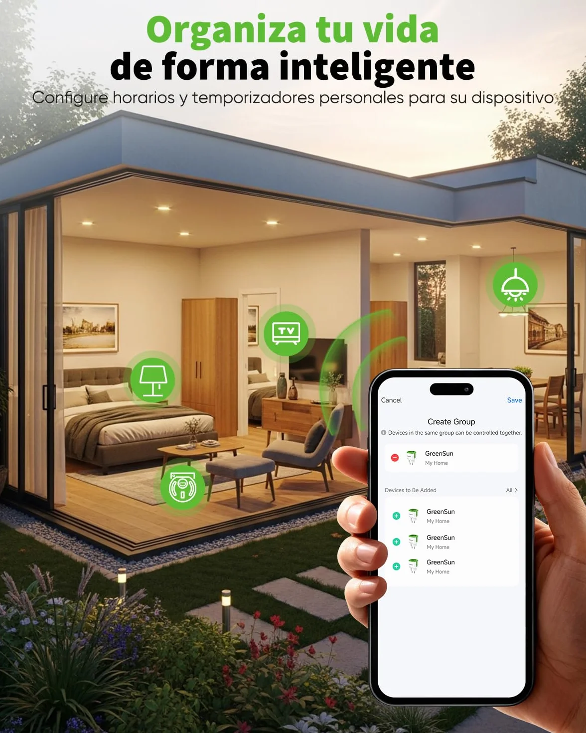 GreenSun Enchufe WiFi con Medidor, Smart Life y Alexa, 4 Uds | Control por app o voz, mide el consumo y permite crear horarios y temporizadores. Compatible con Alexa y Smart Life