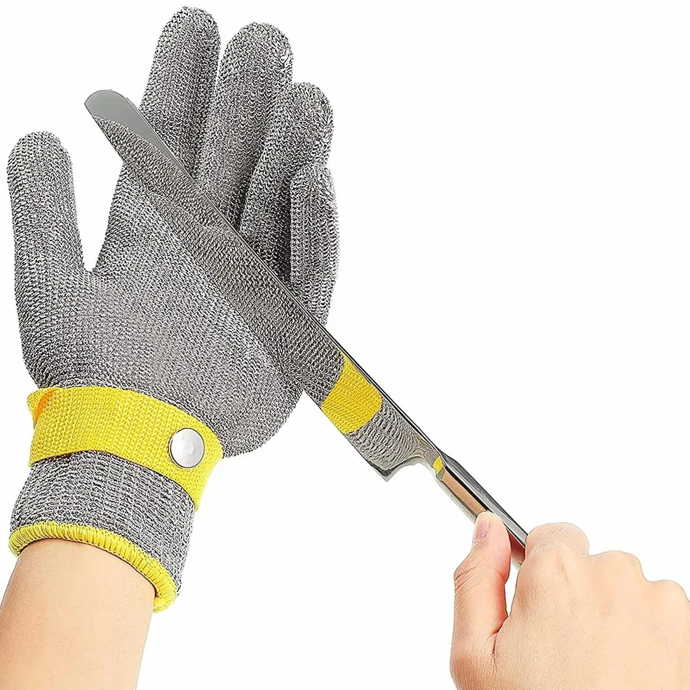 Guantes Anticortes, Guantes Resistentes a Cortes, Resistentes a los Cortes, de Alambre de Acero 316, Antideslizantes, para un Trabajo Seguro en carpintería, mudanzas y maquinaria.