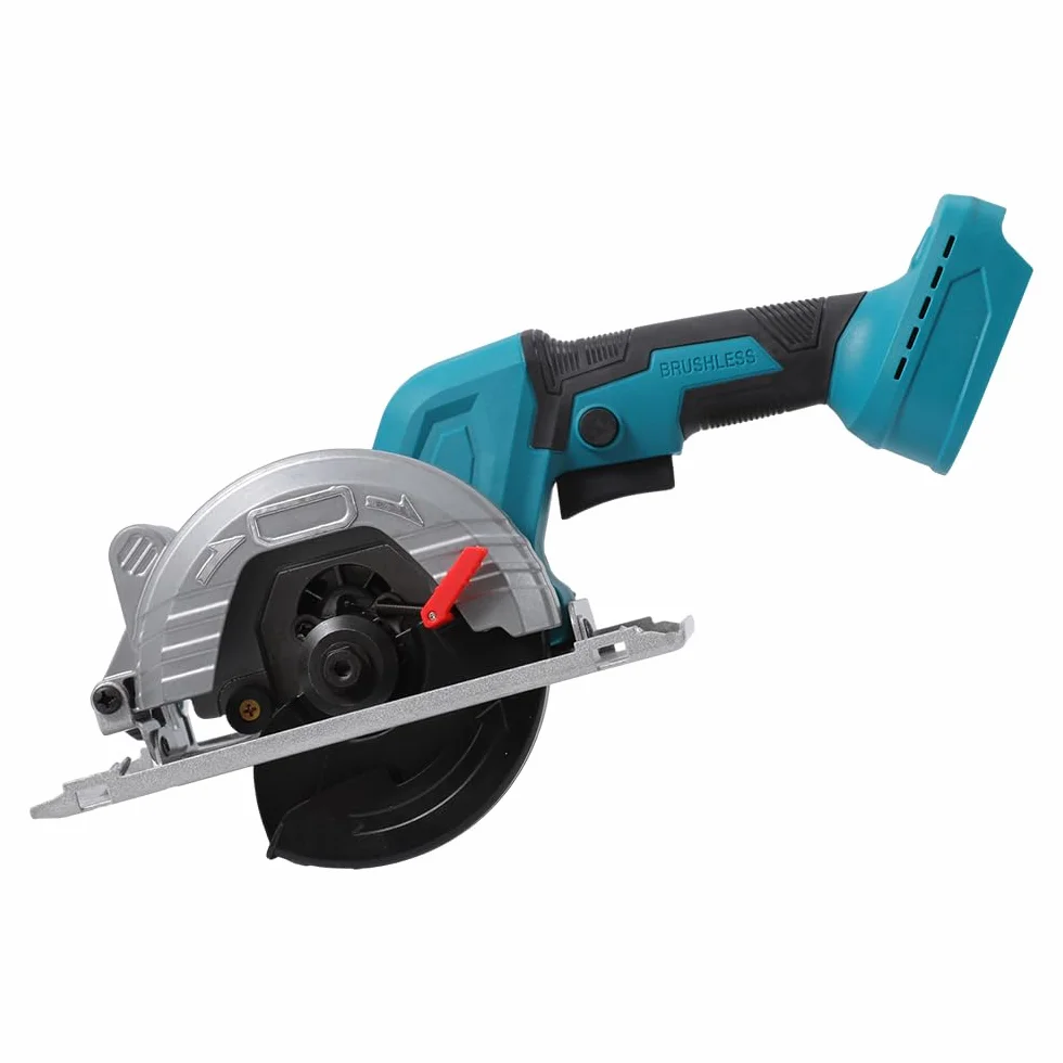 Brushless - Sierra circular de mano inalámbrica de 125 mm, sierra circular inalámbrica de 18 V, ángulo de corte ajustable, corte oblicuo de 0-45°, mini sierra circular de mano para madera, PVC, MDF