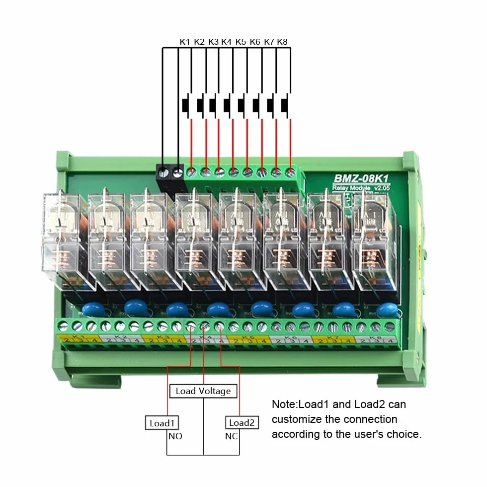 Módulo de relé, CC 24 V, módulo de relé extraíble aislado de 8 canales, módulo de relé optoacoplador, placa amplificadora de señal PLC, riel DIN de 35 mm