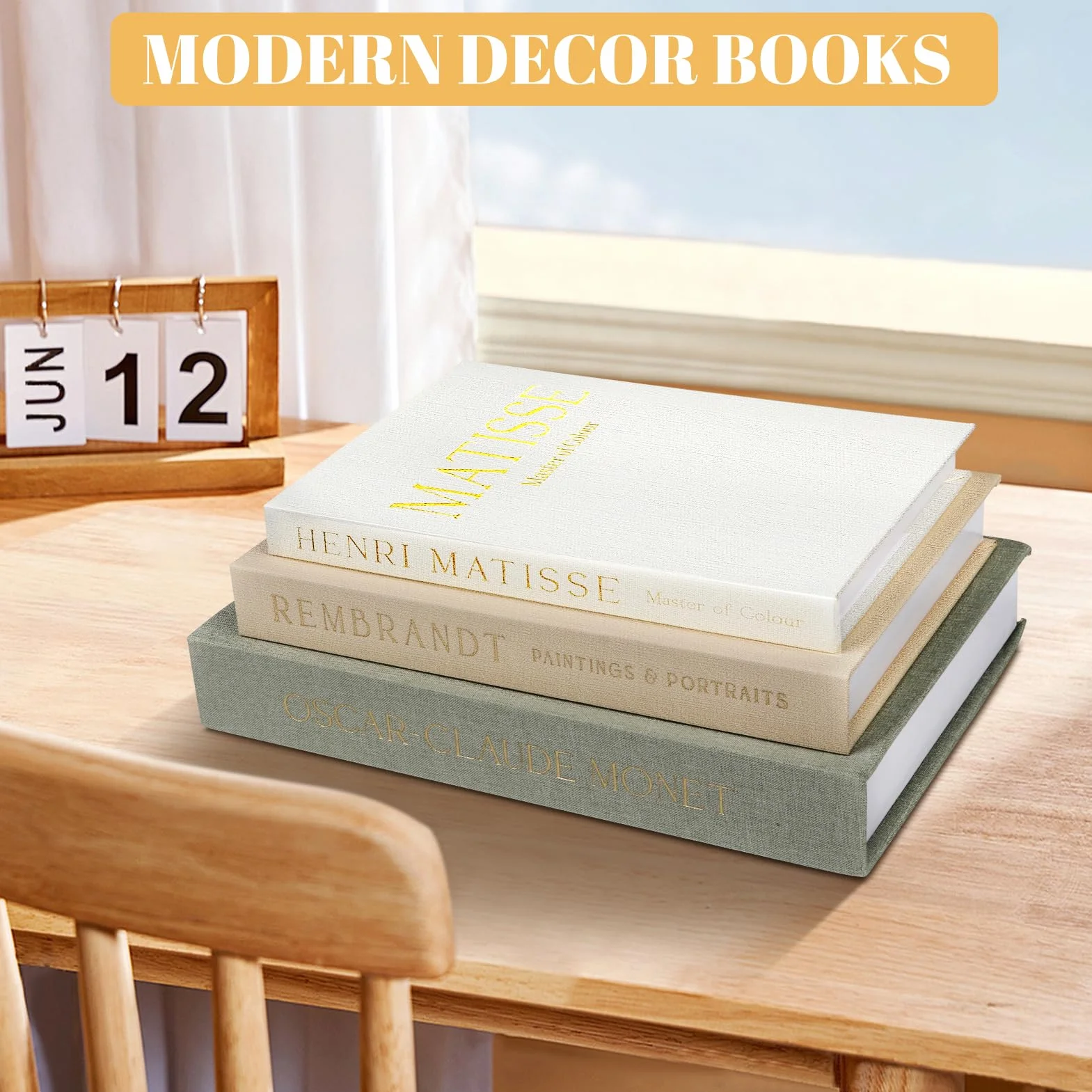 Conjunto de 3 Libros Decorativos Falsos, Caja de Almacenamiento de Lino para Estantería y Decoración del Hogar